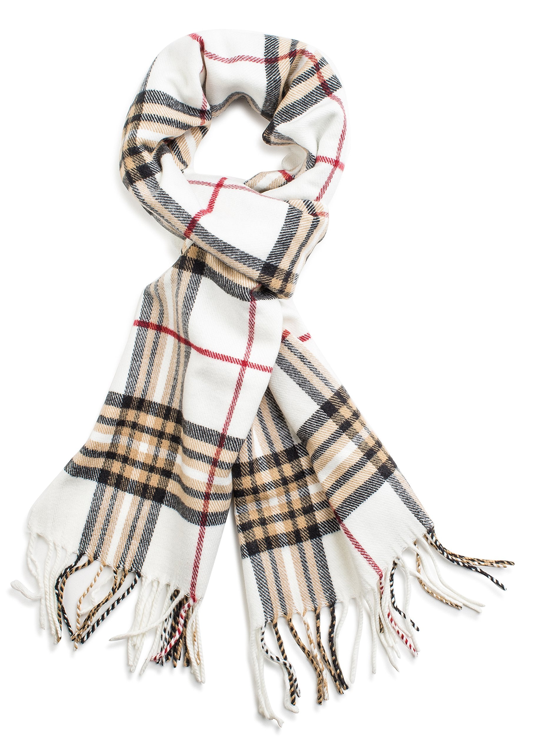 VERONZ Soft Classic Cashmere Feel Winter Scarf, Camel Plaid