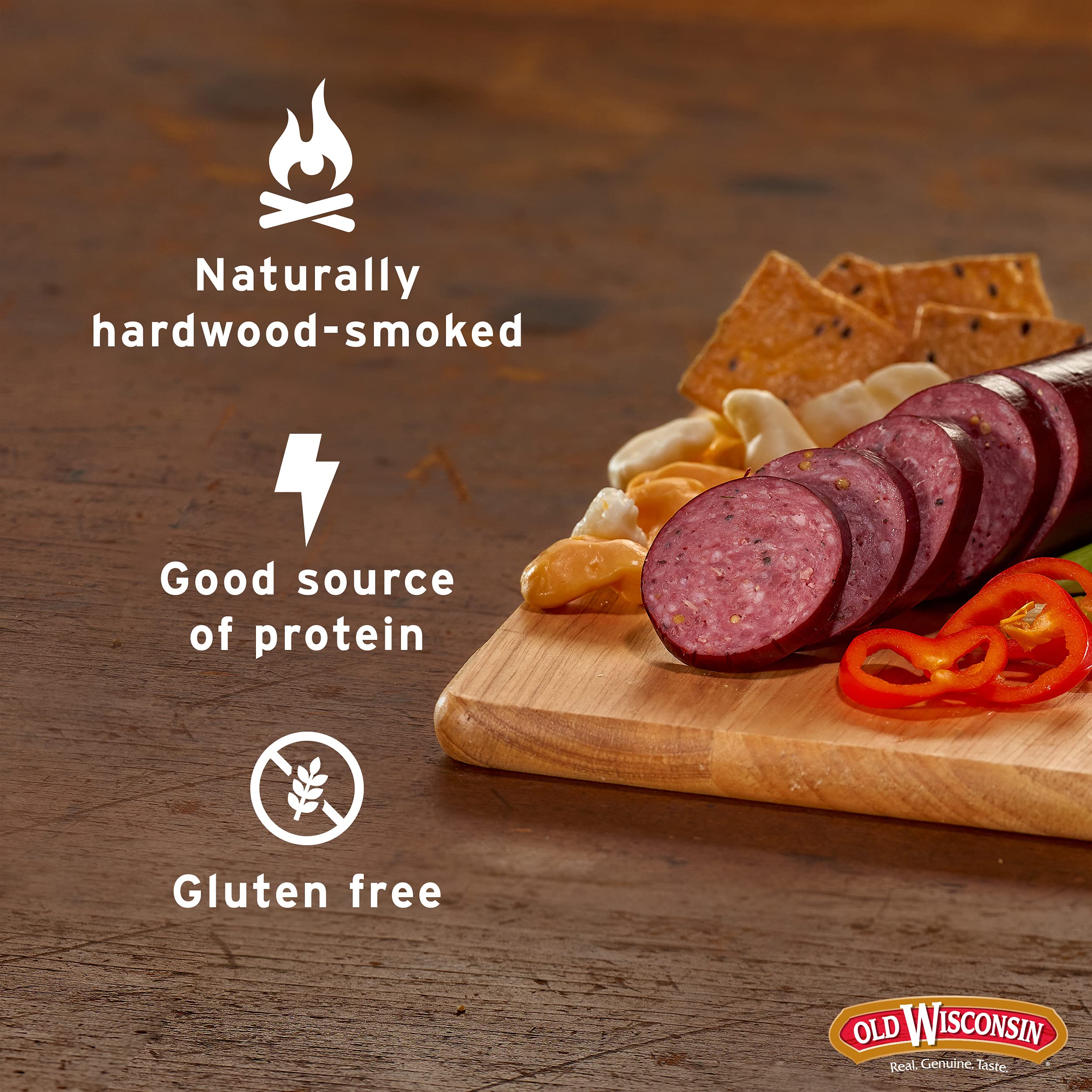 Old Wisconsin Premium Summer Sausage, 100% Natural Meat, Charcuterie, Ready to Eat, High Protein, Low Carb, Keto, Gluten Free, Beef Flavor, 8 Ounce