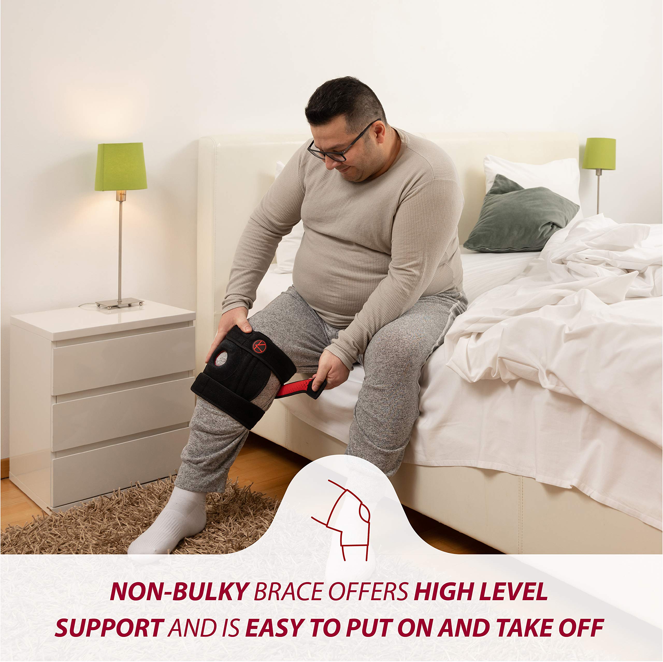 KARM Plus Size Knee Brace for Women & Men Plus Size - Adjustable Knee Support Brace for Meniscus Tear, Arthritis Pain, Compression with Side Stabilizers - Obese People (4XL/5XL/6XL Black)