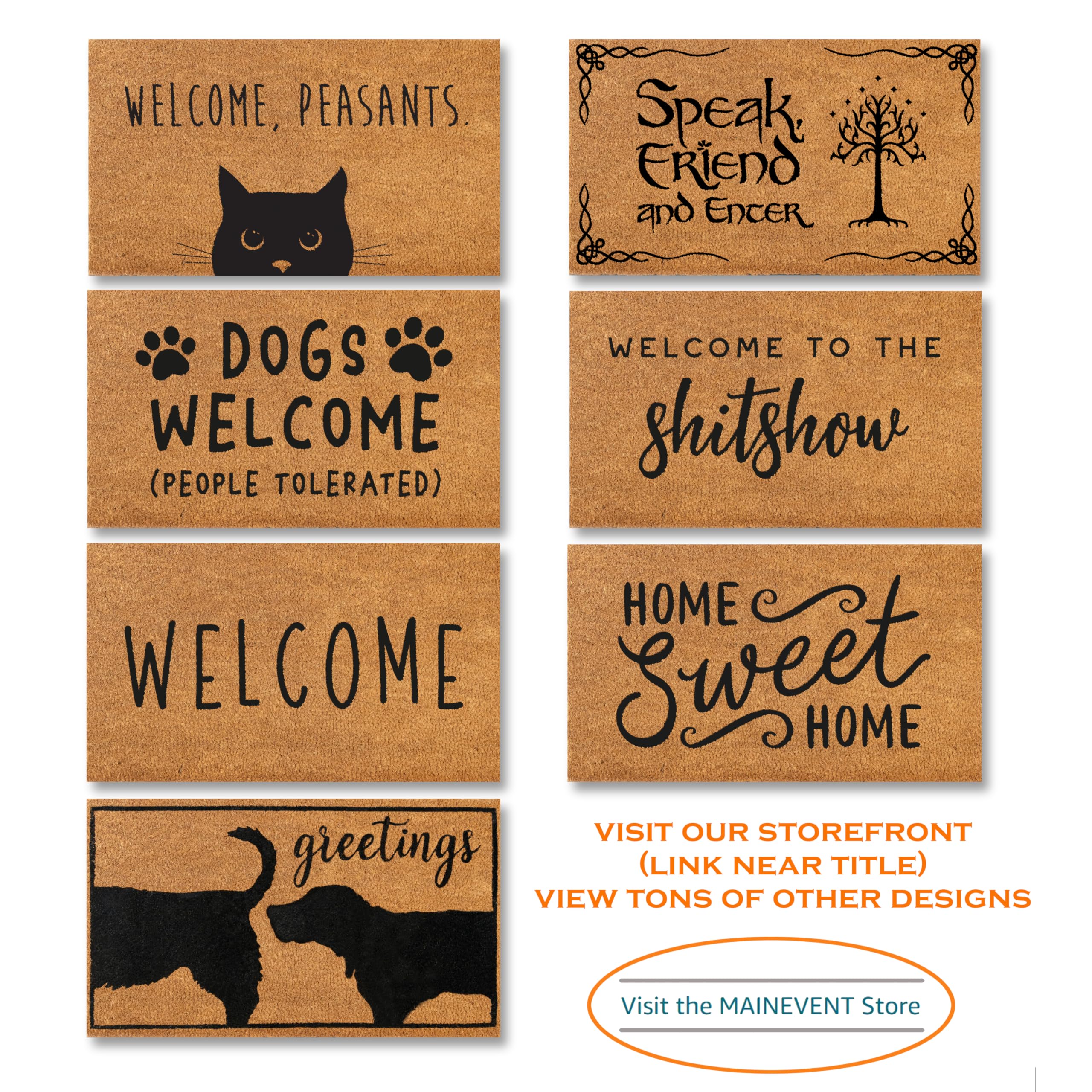 Meowdy Doormat 30x17 Inch, Cat Front Door Mat for Covered Outdoor Area, Black Cat Welcome Mats for Front Door Gift, Coir Outdoor Doormat