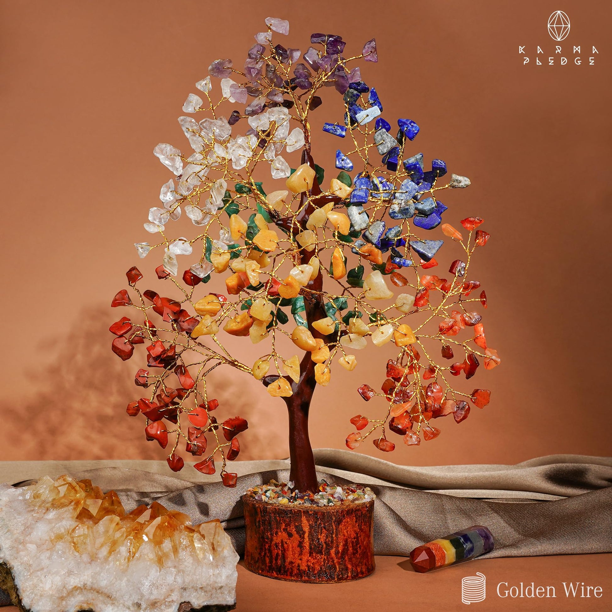 Crystal Tree of Life 7 Chakra Healing Crystal Trees for Home Decor, Office Desk Decor, Boho Decor, Handmade Bonsai Trees for Positive Energy, Money, Good Luck Birthday Gifts for Women, Mom
