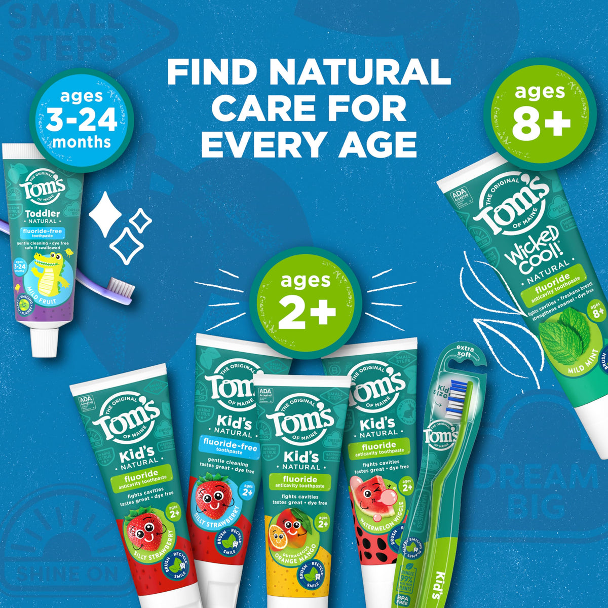 Tom's of Maine ADA-geprüfte Fluorid-Kinderzahnpasta, natürliche Zahnpasta, farbstofffrei, ohne künstliche Konservierungsstoffe, Silly Strawberry, 145 g, 3er-Pack (Verpackung kann abweichen)