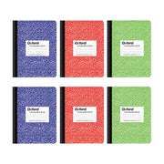Oxford Composition Notebook 6 Pack, College Ruled Paper, 9-3/4 x 7-1/2 Inches, 100 Sheets, Assorted Marble Covers. 2 Each: Blue, Green, Red (63763)