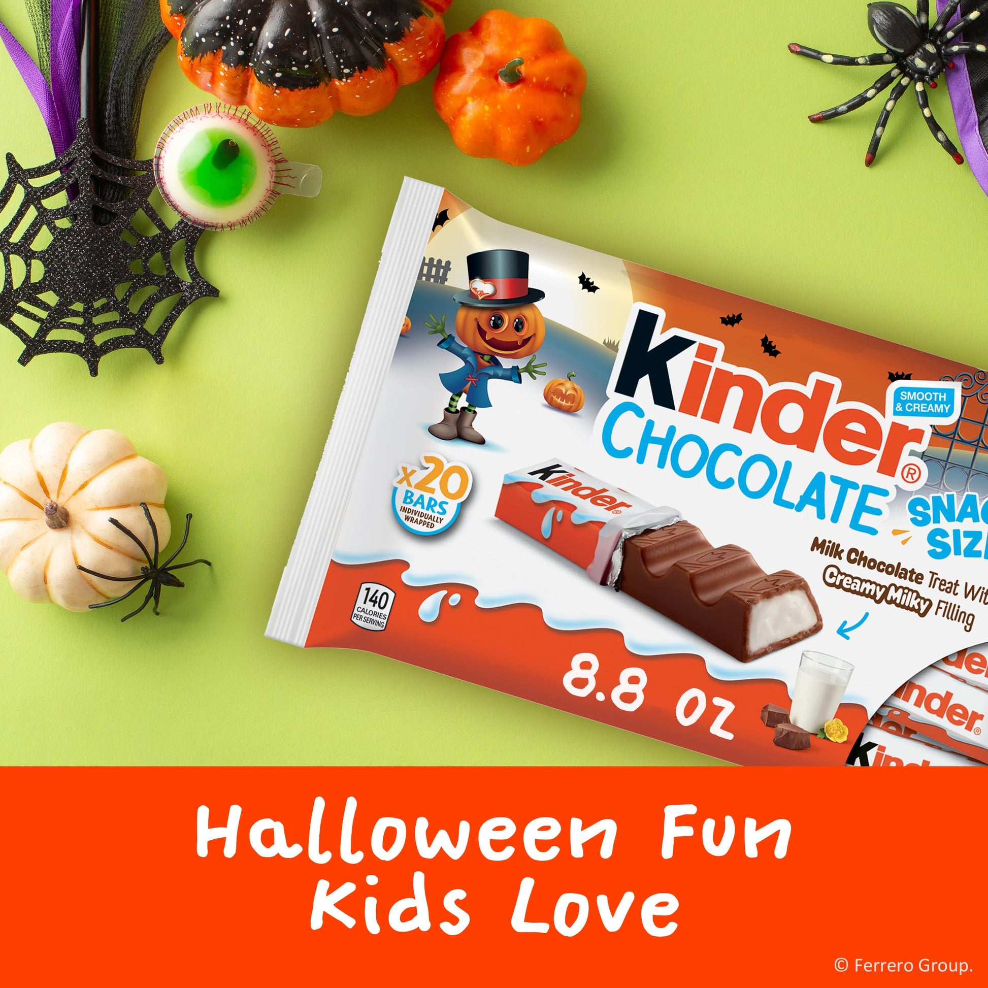 Kinder Chocolate, Milk Chocolate Bar with Creamy Milky Filling, Individually Wrapped, Snack Size, 20 Count Bag, 8.8 oz