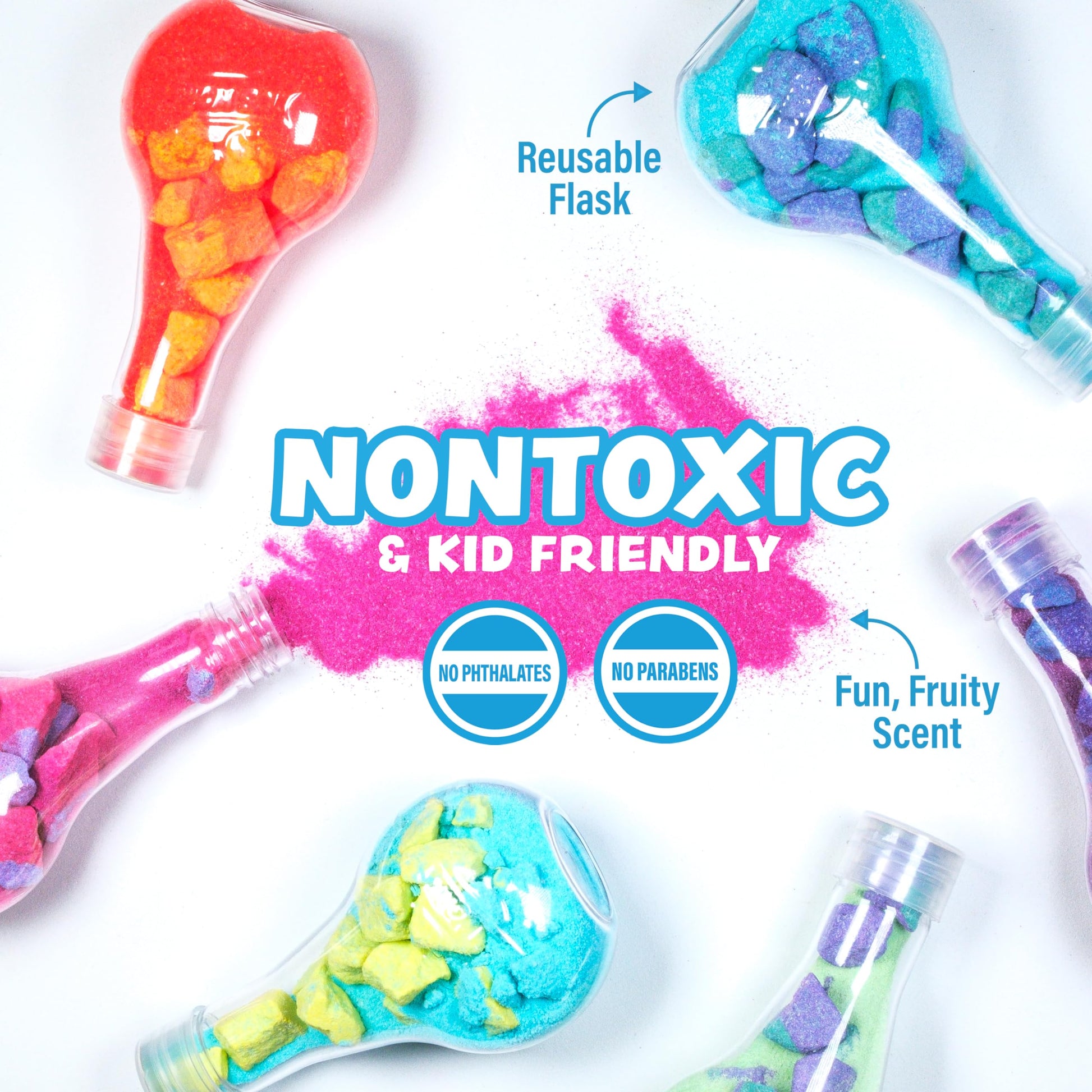 Tub Works® Kids Bath Bomb Potion™ Bath Toy, Variety 6 Pack | Nontoxic | Fizzes, Foams & Bubbles with an Eruption of Color | Interactive Bath Bombs | Fun Science Toddler Bath Toys