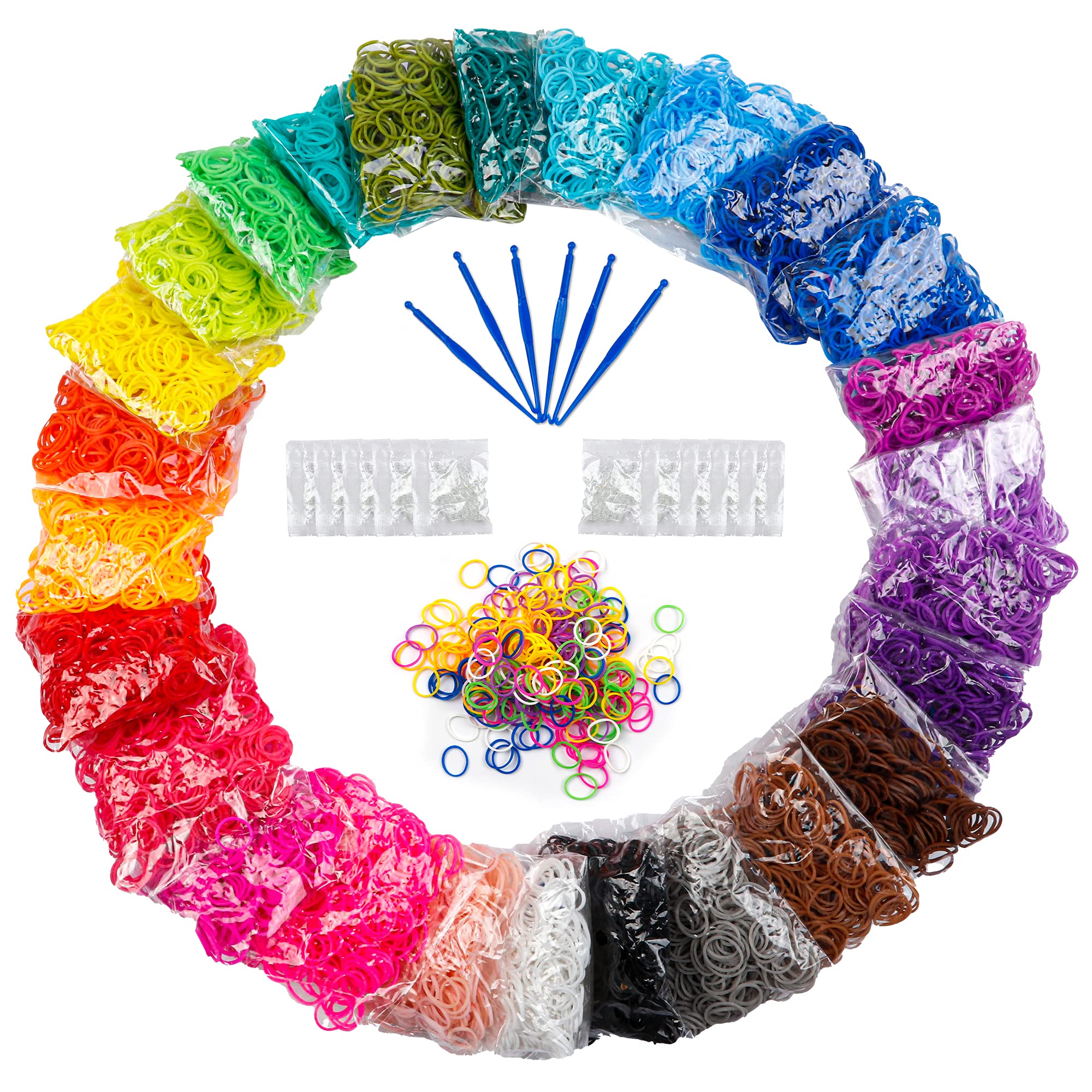 12730+ Loom Rubber Bands Refill Kit in 26 Color with 500 Clips,6 Hooks, Premium Bracelet Making Kit for Weaving DIY Crafting Gift