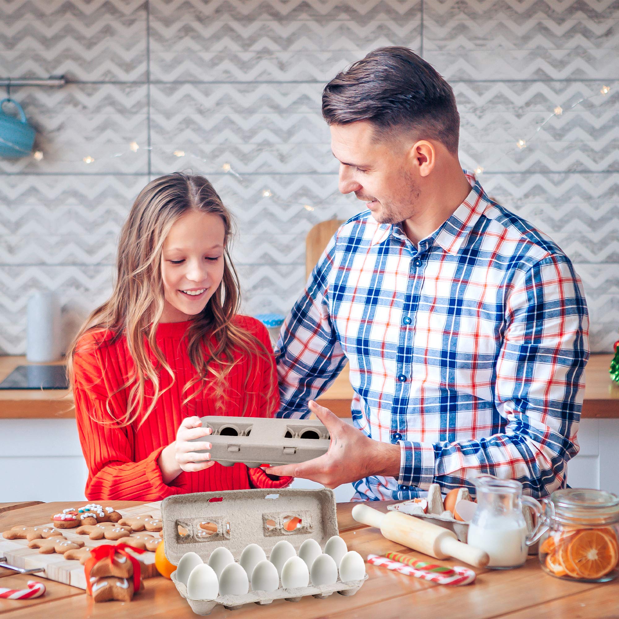 MT Products Blank Natural Pulp Egg Cartons Bulk Holds Up to Twelve Eggs - 1 Dozen - Cardboard Material Perfect For Storing Extra Eggs (25 Pieces) - Made in USA