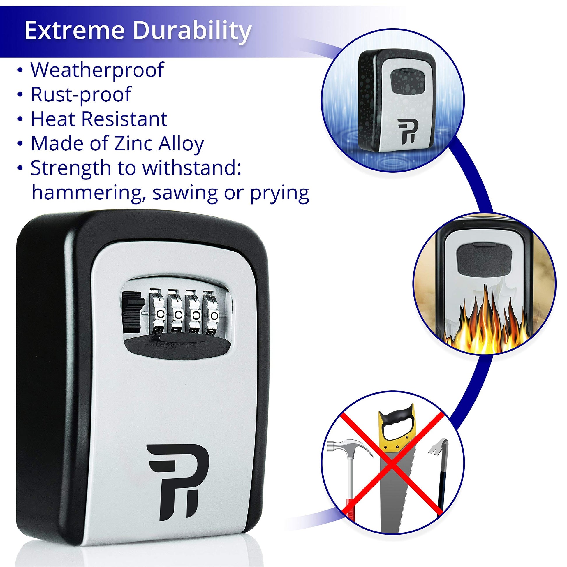 Key Lock Box with Code for Outside - Wall Mount Lockbox for Keys Outdoor - Combination Lock Box to Hide a Key Outside - Key Cabinets