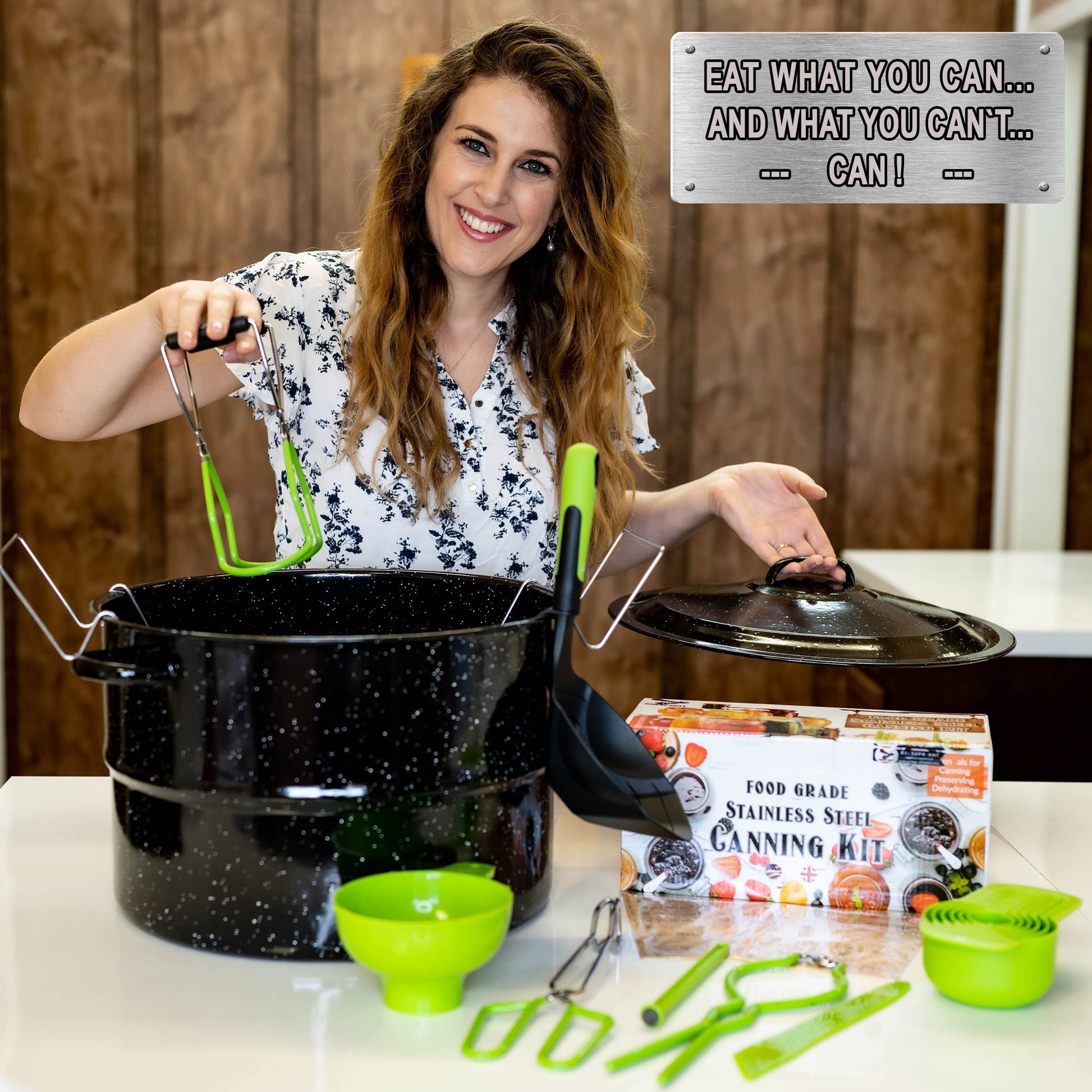 Supa Ant Canning Supplies - Water Bath Canning Pot with Rack & Lid - Starter Kits Set for Beginners - Stainless Steel Water Bath Canner Kit & Rack - Rack, XL Ladle, Measuring Cups, Kitchen Funnel