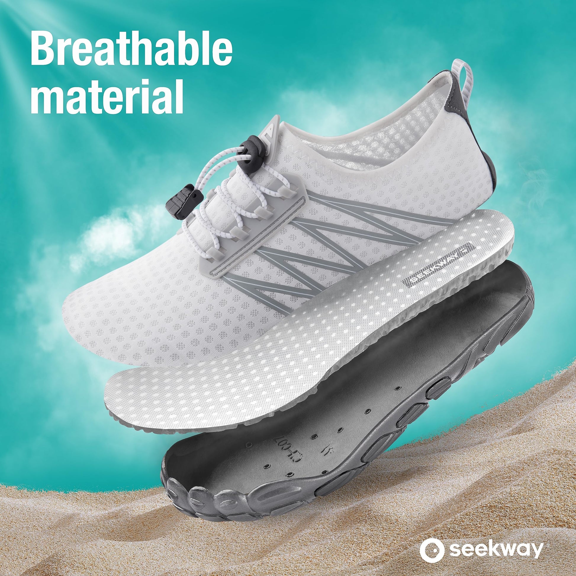 SEEKWAY Water Shoes for Women Adult Quick-Dry Aqua Sock Barefoot Men for Beach Swim River Pool Lake Hiking Kayaking Surfing Gradient Dark Grey