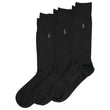 POLO RALPH LAUREN Men's Super Soft Ribbed Dress Crew Socks 3 Pair Pack - Lightweight Comfort, Black, 6-12.5