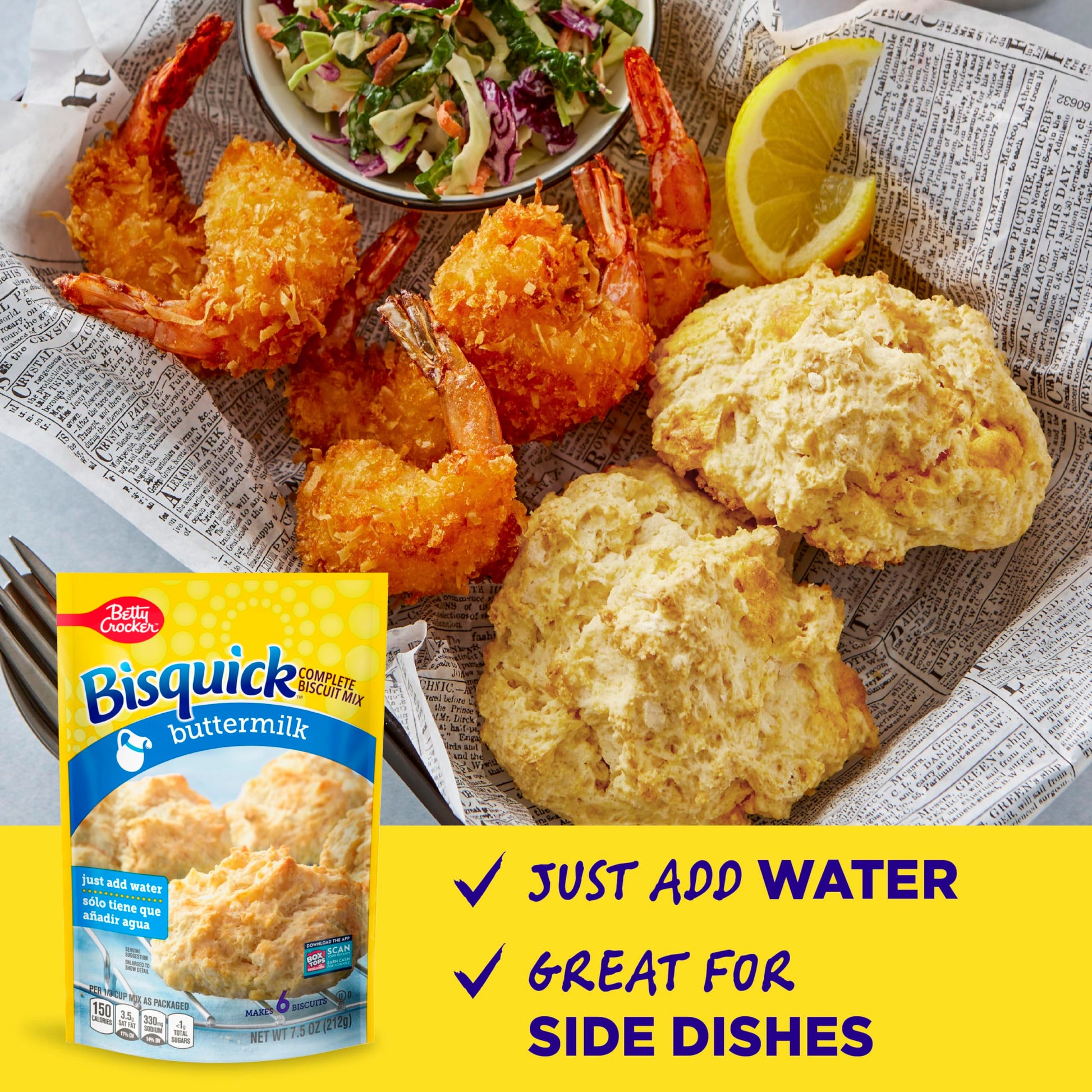 Betty Crocker Bisquick Complete Buttermilk Biscuit Mix, Just Add Water, 7.5 oz. (Pack of 9)