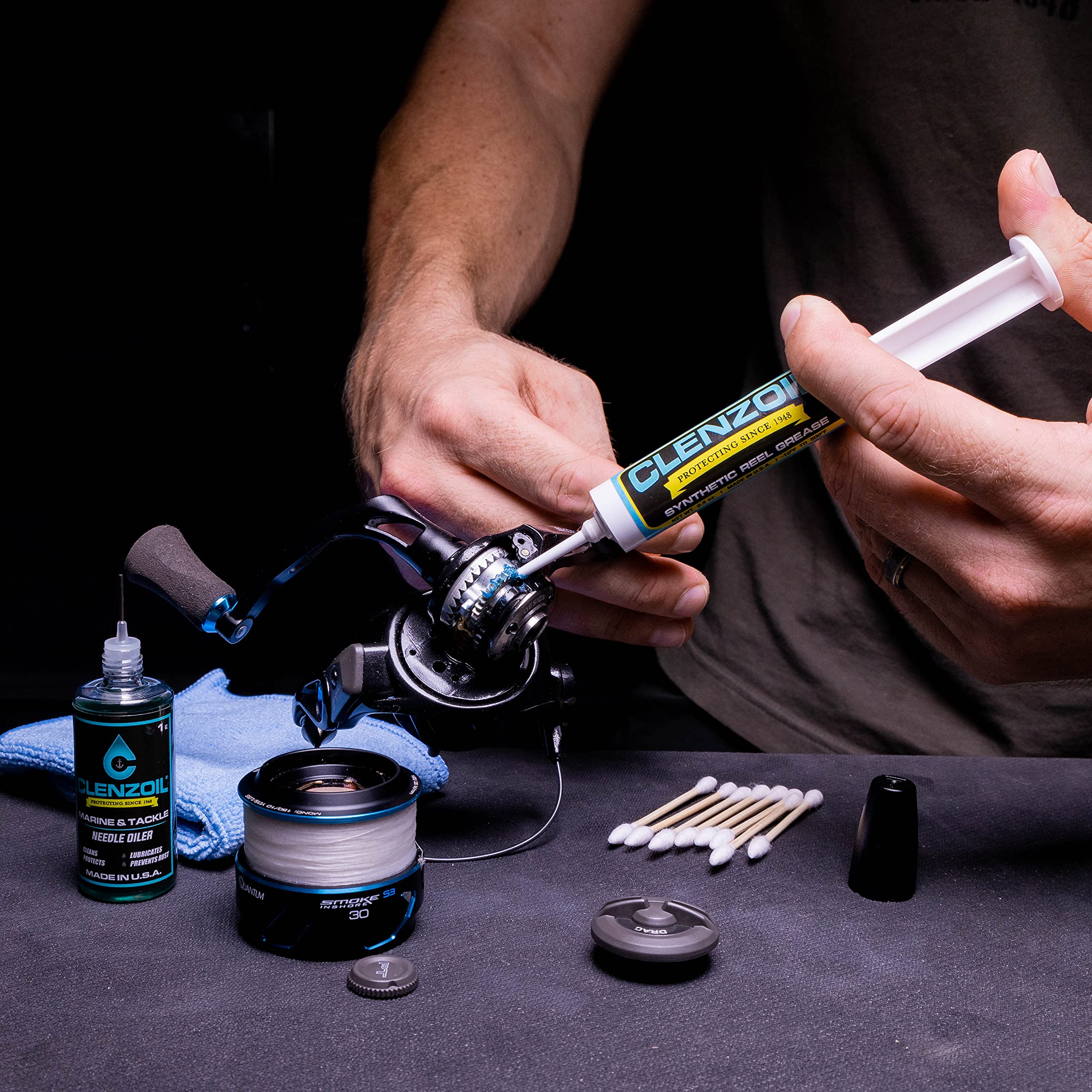CLENZOIL Marine & Tackle Reel Care Kit - with Fishing Reel Oil & Grease - All-in-One Cleaning Kit - for Freshwater & Saltwater Reels - Fish Reel Maintenance Kit