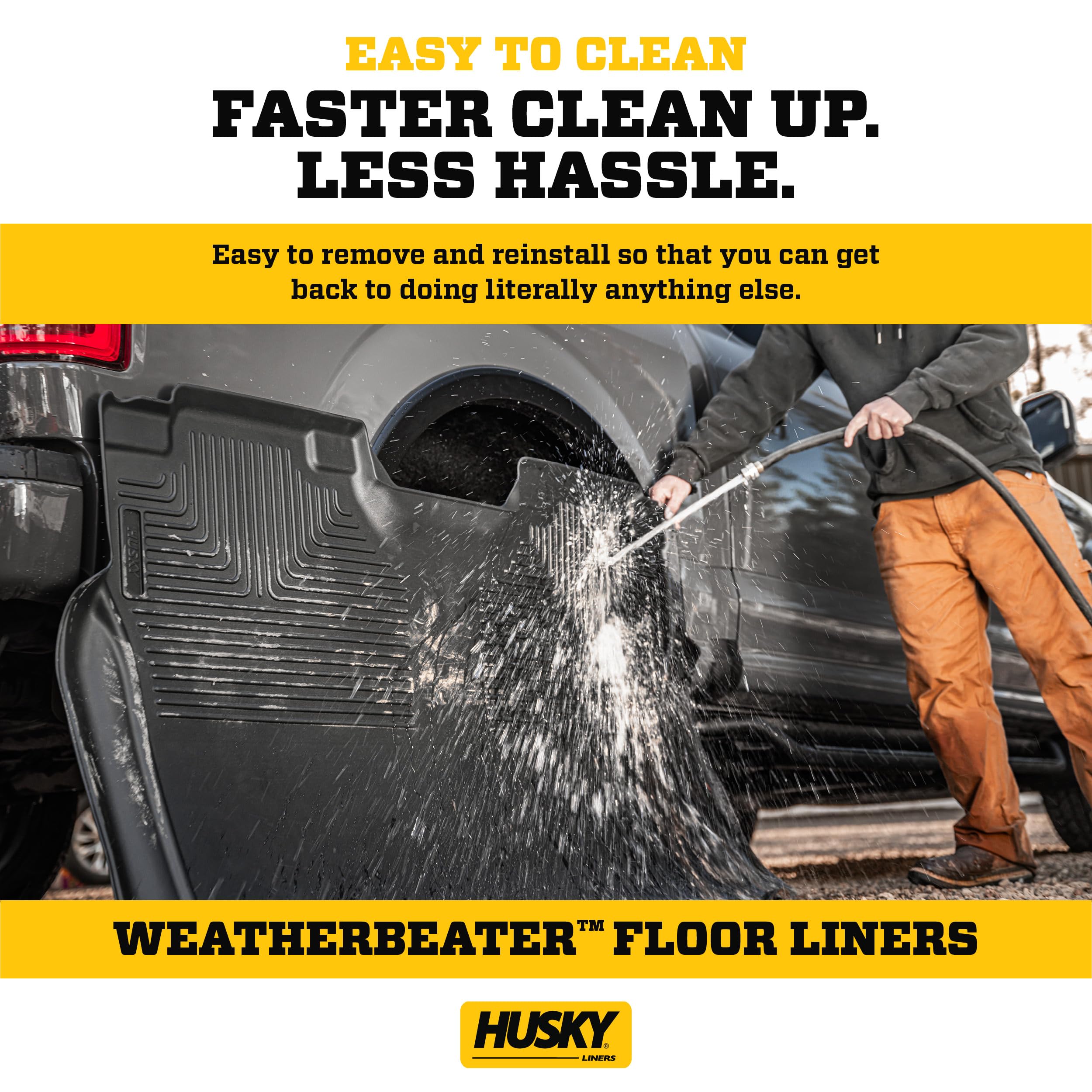 Husky Liners Weatherbeater Floor Mats | Fits 2015-2025 Ford F-150 (Includes 2022-2025 Lightning) SUPERCREW CAB ONLY w/Carpet & w/Out Fold Flat Storage | Front & 2nd Row, 3-pc Black - 94041