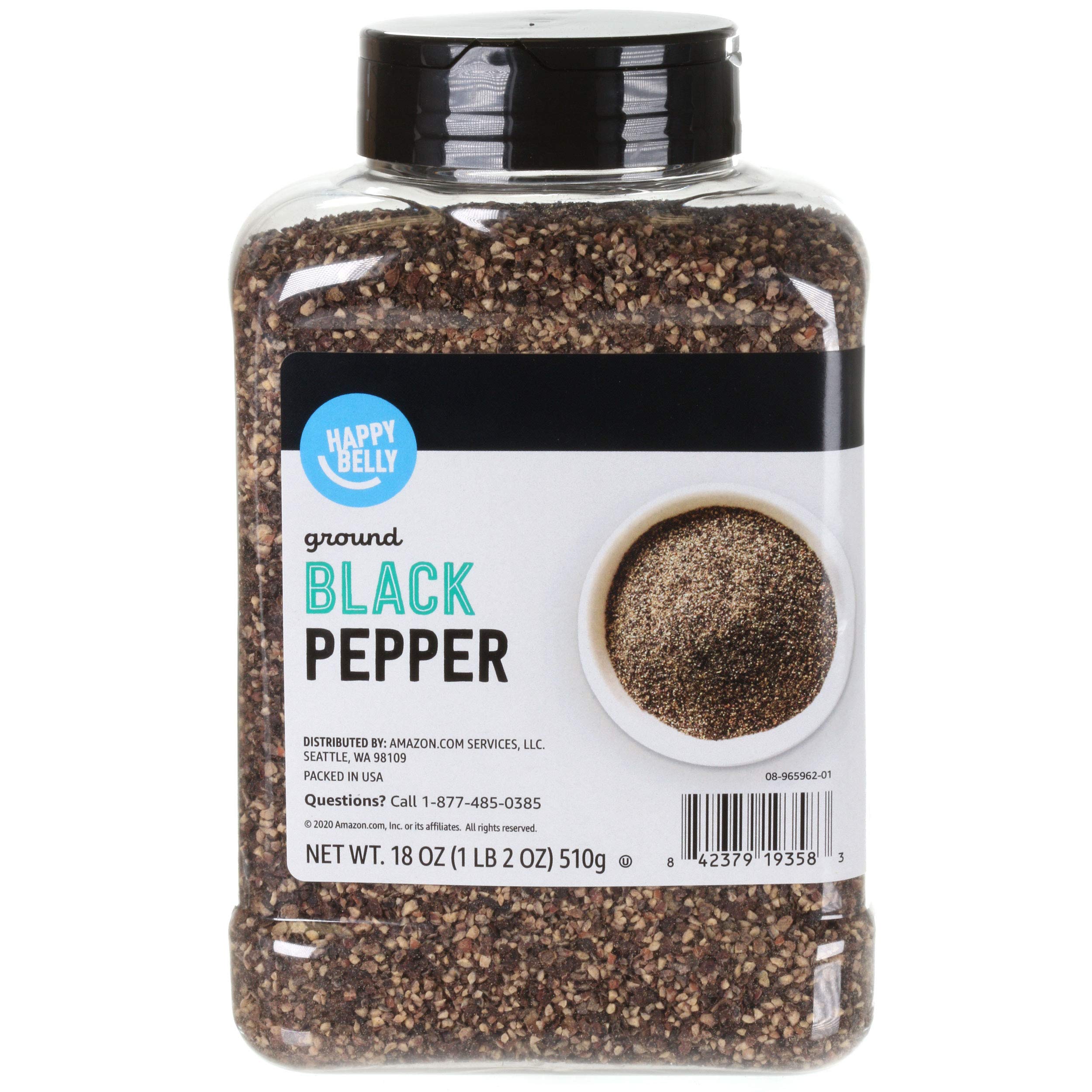 Amazon Brand – Happy Belly Schwarzer Pfeffer, grob gemahlen, 510 g