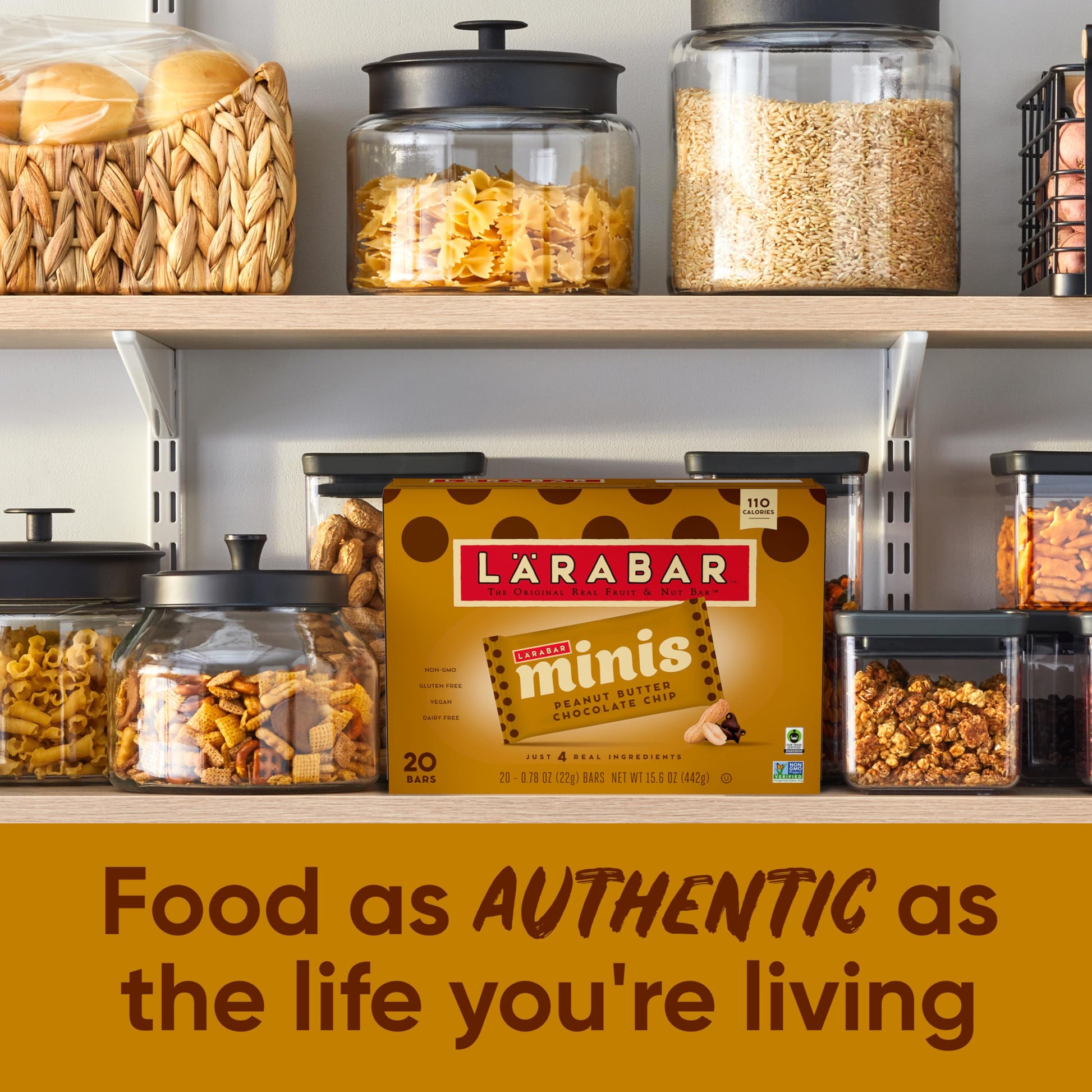 Larabar Peanut Butter Chocolate Chip Mini Bars, Gluten Free Vegan, 20 ct