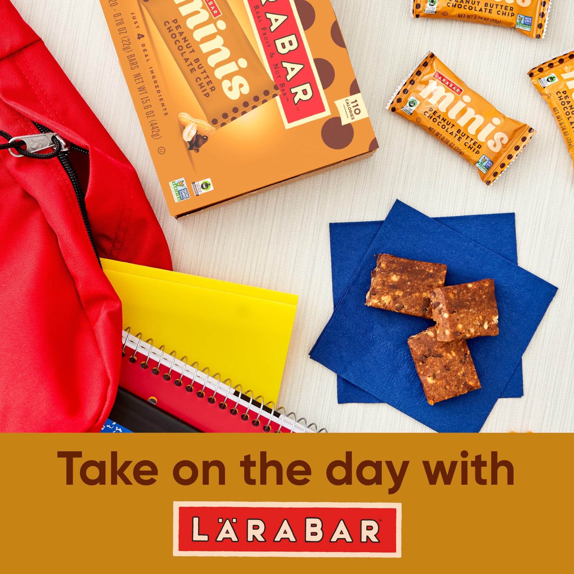 Larabar Peanut Butter Chocolate Chip Mini Bars, Gluten Free Vegan, 20 ct