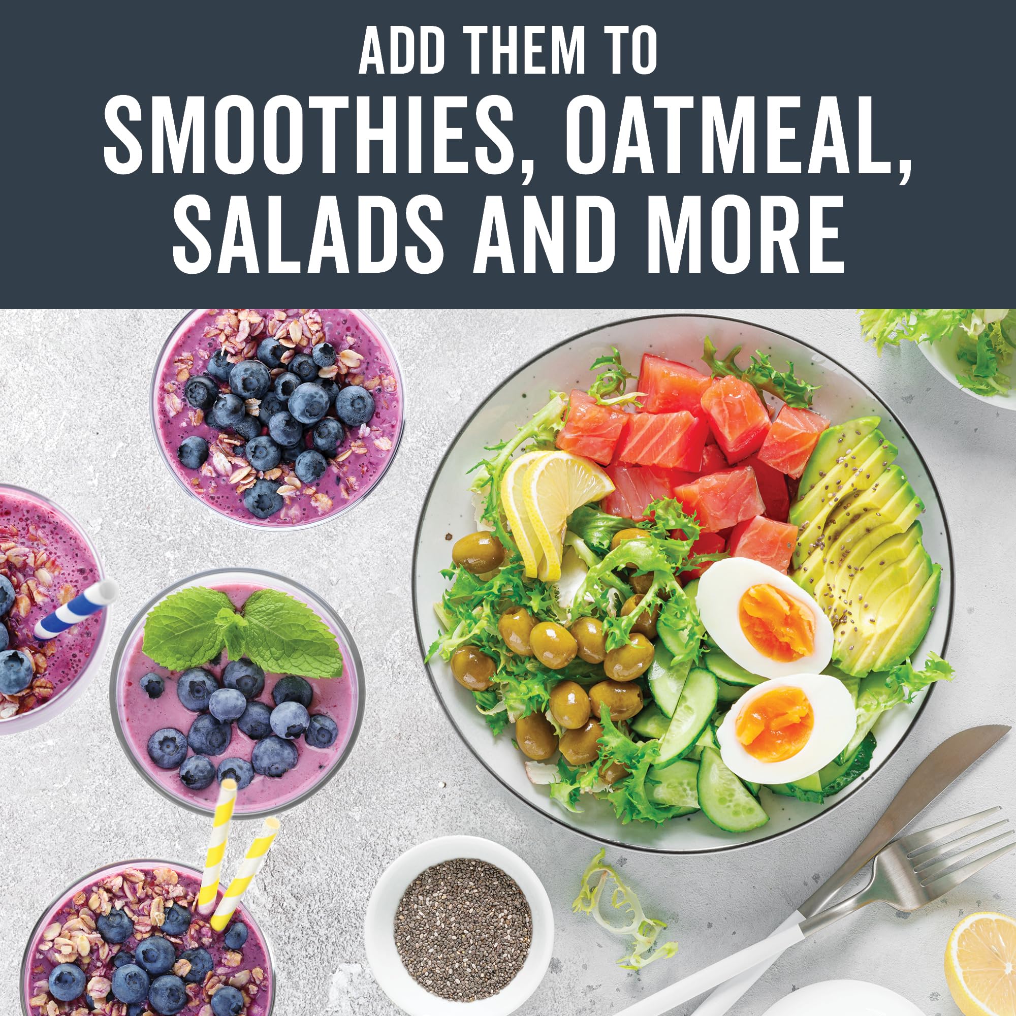 Viva Naturals Organic Chia Seeds 2 LBs - Plant-Based Omega-3 and Vegan Protein, Non-GMO Chia Seeds Organic Perfect for Smoothies, Salads and Chia Seed Pudding, Black Chia Seeds Bulk