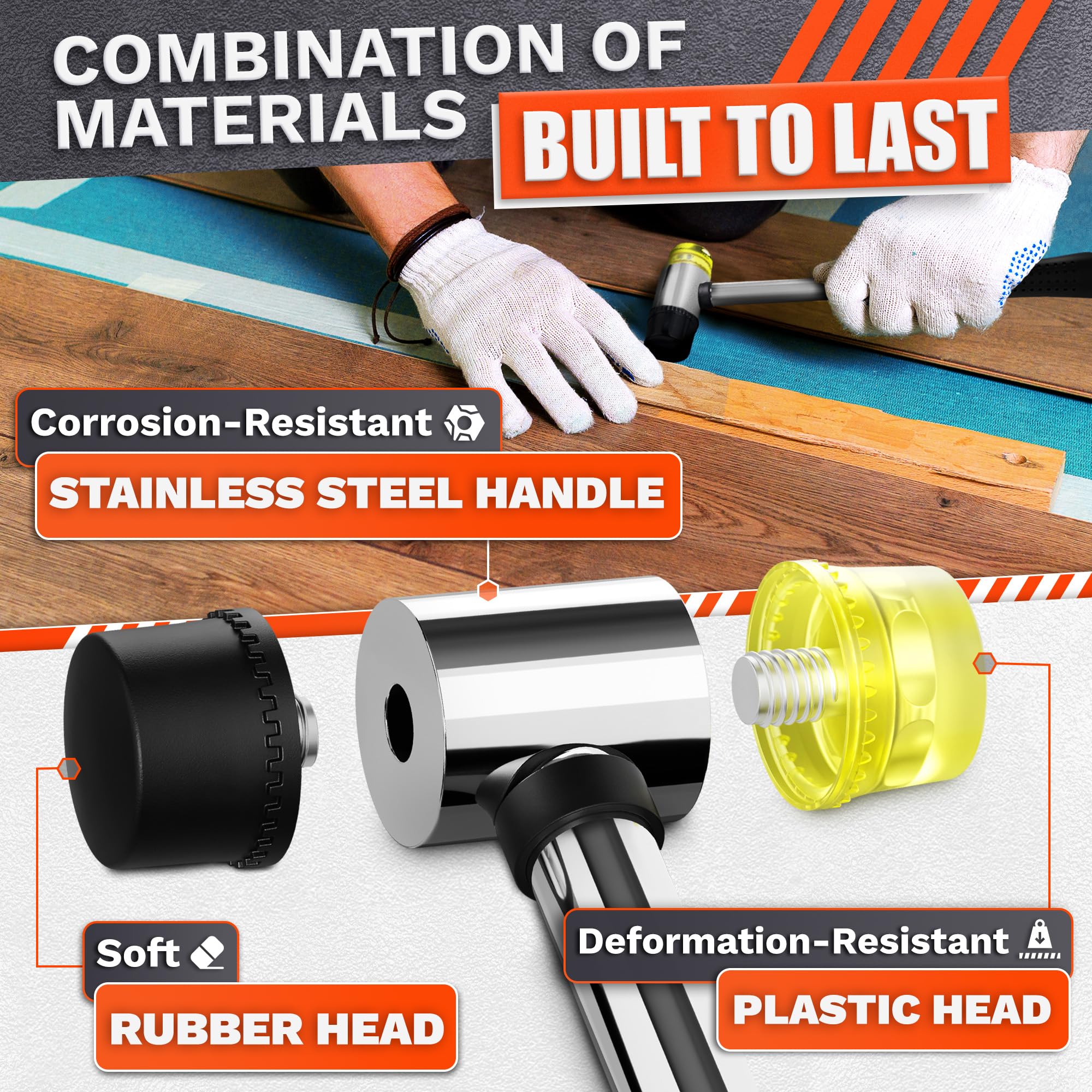 Small Rubber Mallet Hammer – 25 mm Lightweight Double-Sided Rubber and Plastic Head | Non-Slip Ergonomic Grip | Durable, Scratch-Free Tool for Jewelry Making, Crafting, Furniture Assembly, and Repairs