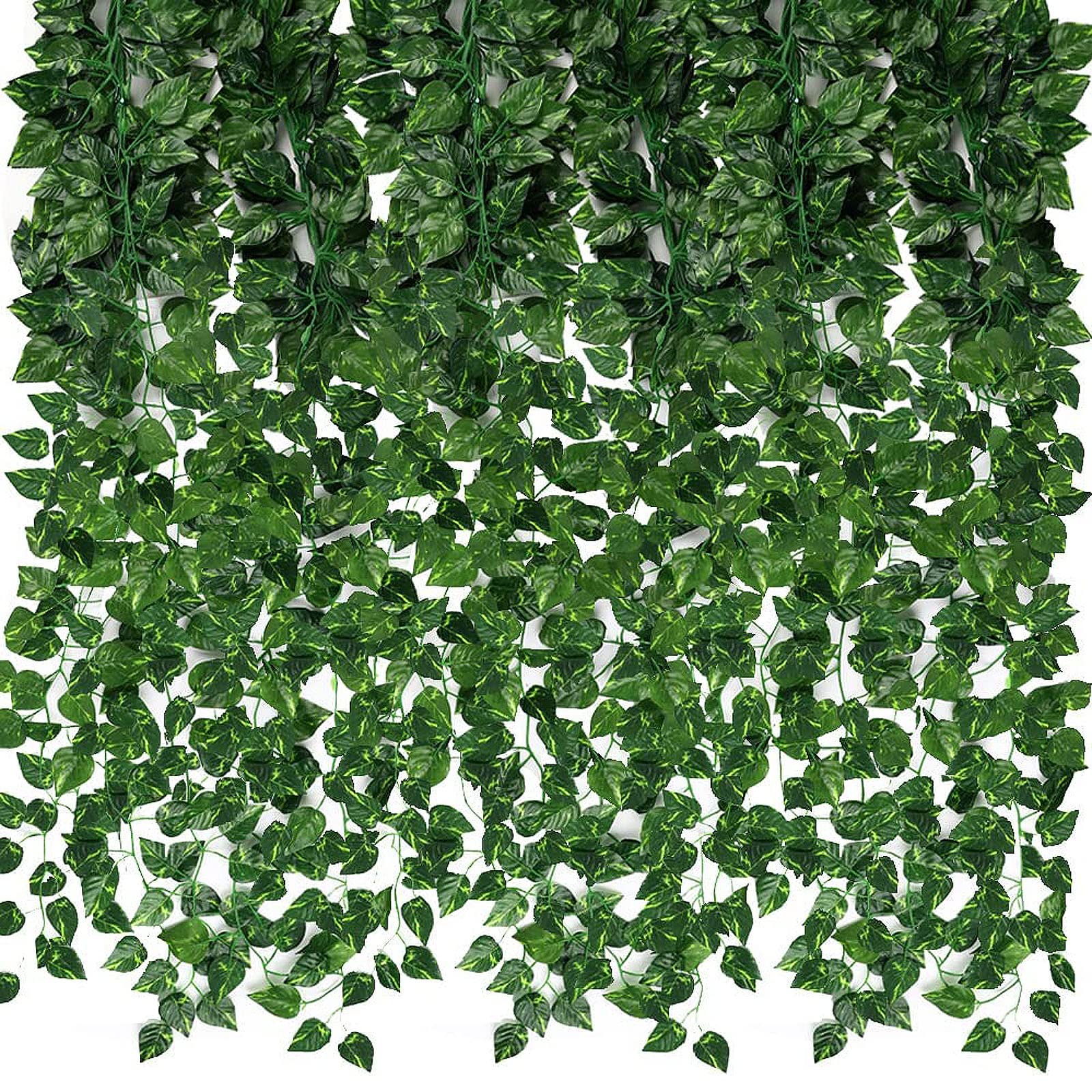 CEWOR 24 Pack 168ft Artificial Ivy Greenery Garland, Fake Vines Hanging Plants Backdrop for Room Bedroom Wall Decor, Green Leaves for Jungle Theme Party Wedding Decoration