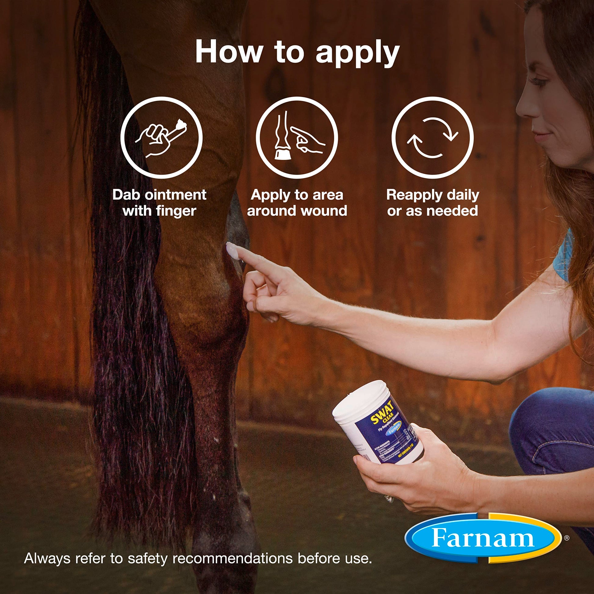 Farnam SWAT Clear Fly Repellent Ointment for Horses, Repels House, Stable, Face & Horn Flies, Protects Wounds on Horses, Ponies & Dogs, 7 oz.