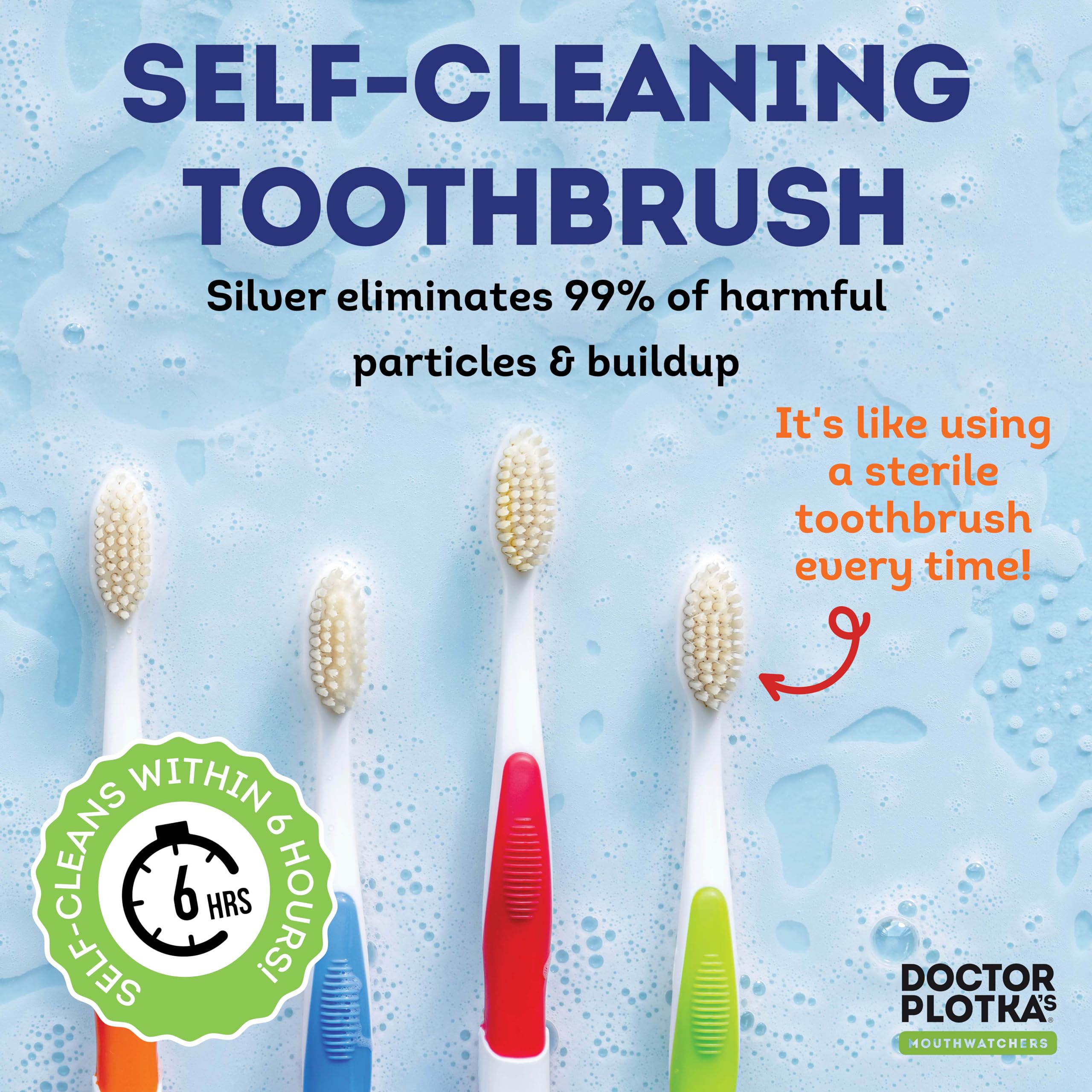 MOUTHWATCHERS Soft Flossing Manual Toothbrush for Adults, 2 Pack, Ultra Clean, Good for Sensitive Teeth and Gums, by Dr. Plotka's, Colors May Vary