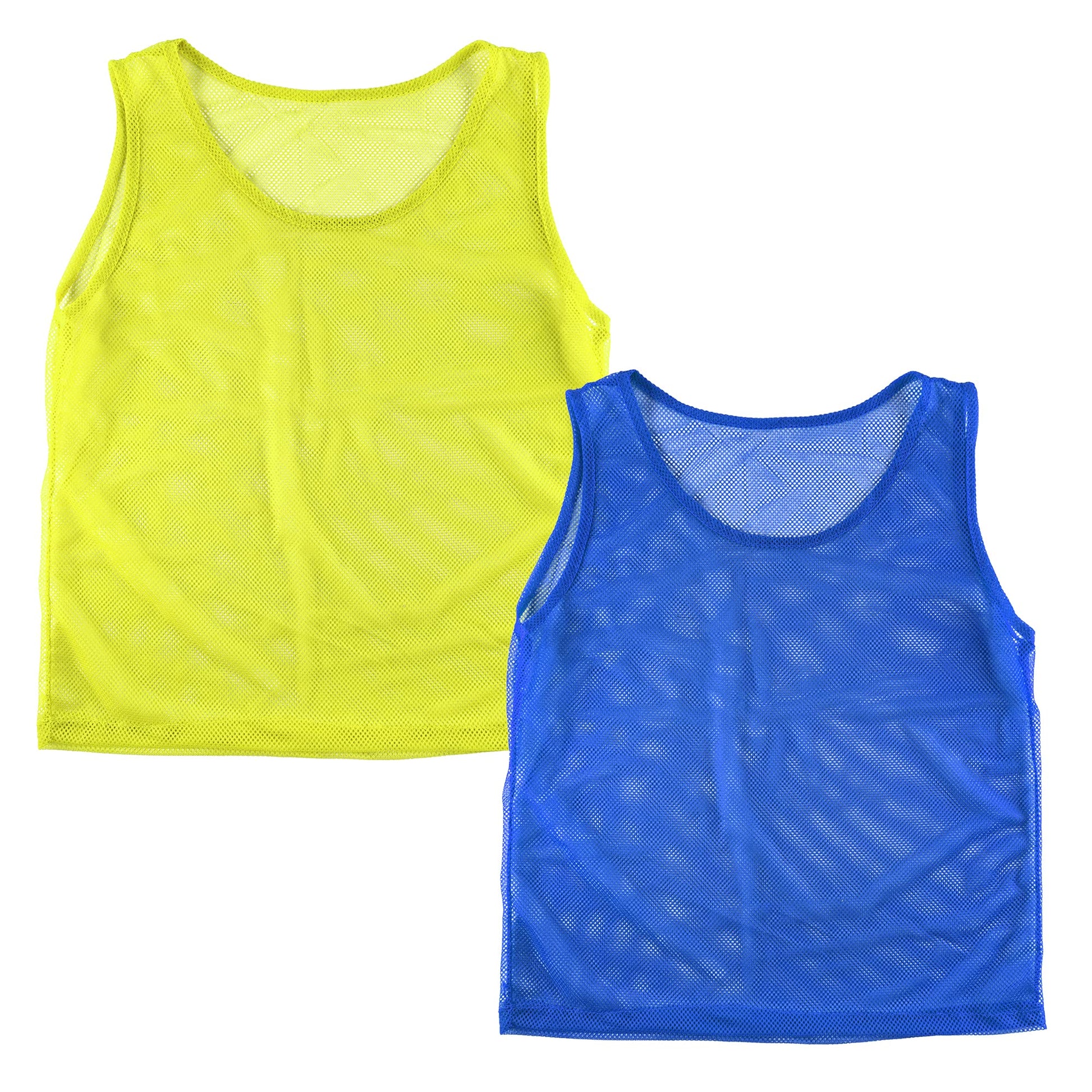 Super Z Outlet 12 Pinnies Scrimmage Vests Team Practice Jersey for Child Youth Teen Lightweight (Blue/Yellow)