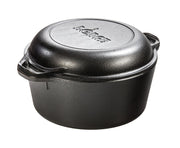 Lodge 5 Quart Cast Iron Double Dutch Oven – Pre-Seasoned – Lid Converts to 10.25" Skillet – PFAS-Free – Made in USA – Dual Handles – Oven, Grill, Campfire & Stovetop Safe – Durable & Non-Toxic