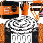 CAMPNDOOR High Limb Rope Saw 53 In - Zero Effort 360 Rope Chain Saw - Sharp Manual Tree Limb Cutter - Hand Chainsaw with Ergonomic Handles and Carrying Case - Fast and Easy Pocket Chainsaw