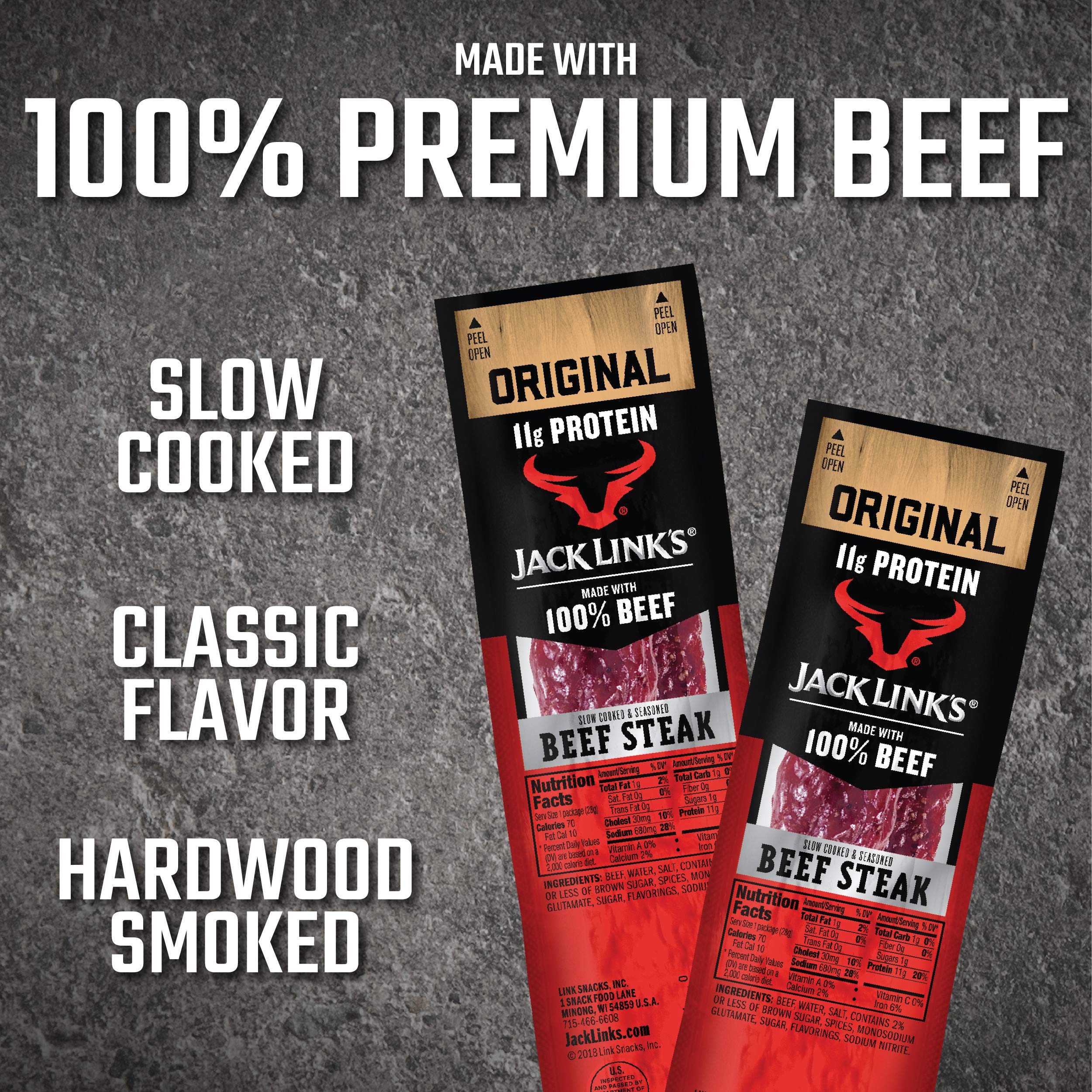 Jack Links Premium Cuts Beef Steak, Original, Strips -Great Protein Snack with 11g of Protein and 1g of Carbs Per Serving, Perfect Hunting Trip Snacks, Made with 100% Beef, 1 Ounce (Pack of 12)