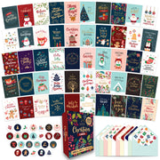 100 Pack Boxed Christmas Cards with Envelopes & Stickers, 100 Unique Designs with Printed Inside Christmas Cards Bulk, 6x4in Assorted Christmas Cards Boxed with Envelopes, Holiday Cards with Envelopes