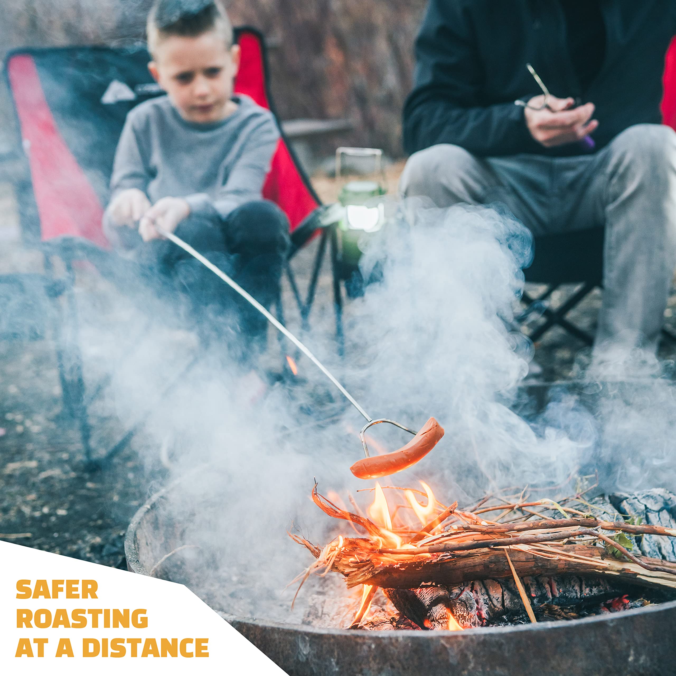 MalloMe Smores Sticks for Fire Pit - Premium 34 inch Marshmallow Roasting Sticks Smores Kit Outdoor -Accessories for Campfire- Smore Skewers Hot Dog Fork, Camping Essentials Bonfire Gear Long (6 Pack)