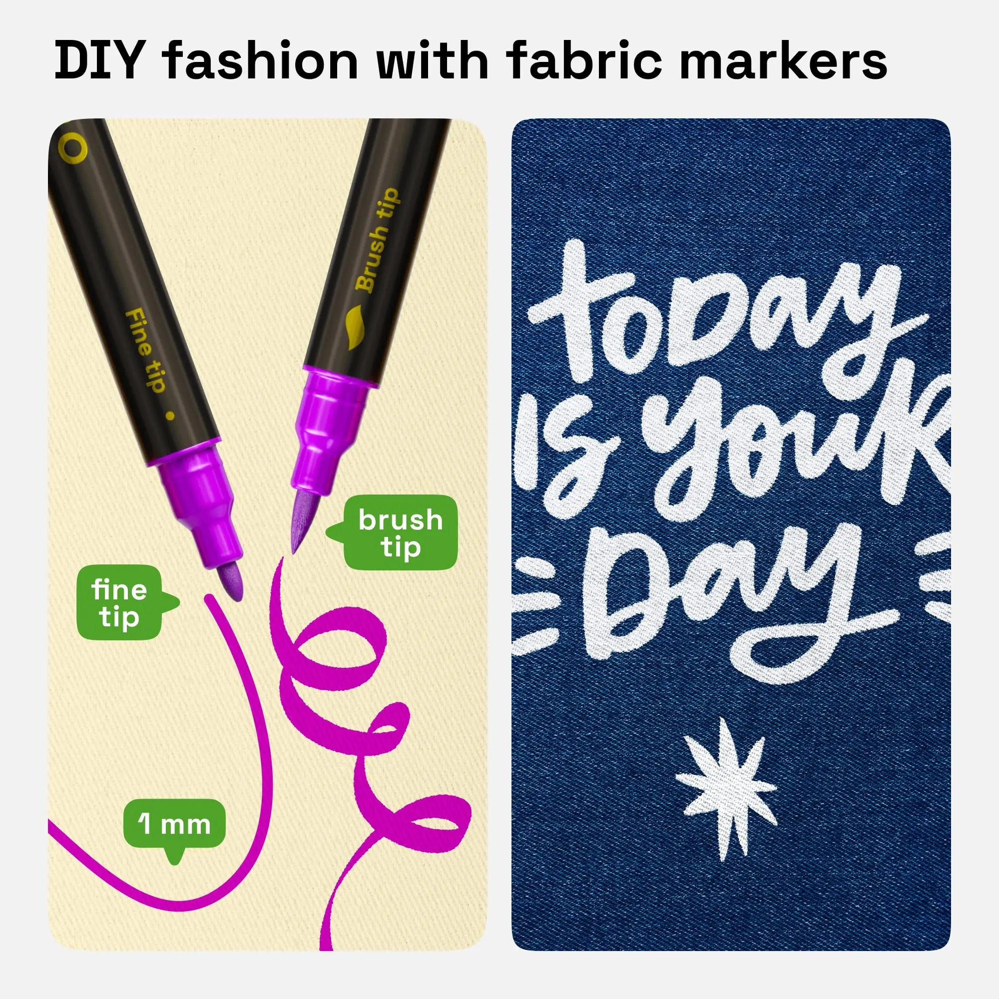 ARTISTRO 24 Dual-Tip Fabric Markers - Fabric Decorating Kit - Permanent for Clothes - Acrylic Paint Pens for Sneakers, Bags, Shoes, Textile, Canvas, Sewing, Craft, DIY, and More - Brush and Fine Tip