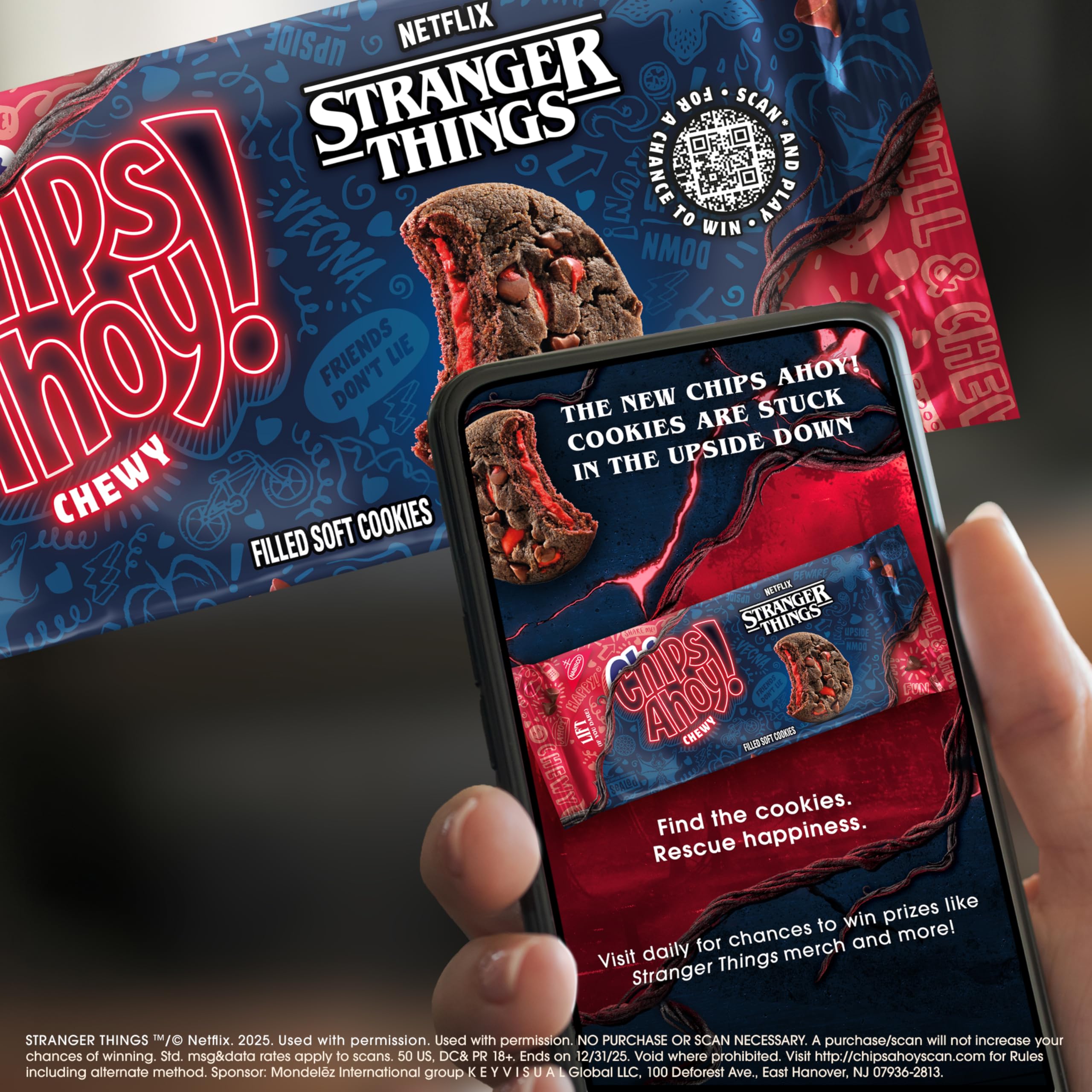 CHIPS AHOY! Stranger Things Chewy Chocolatey Strawberry-Flavored Filled Soft Cookies, Limited Edition, 9.9 oz
