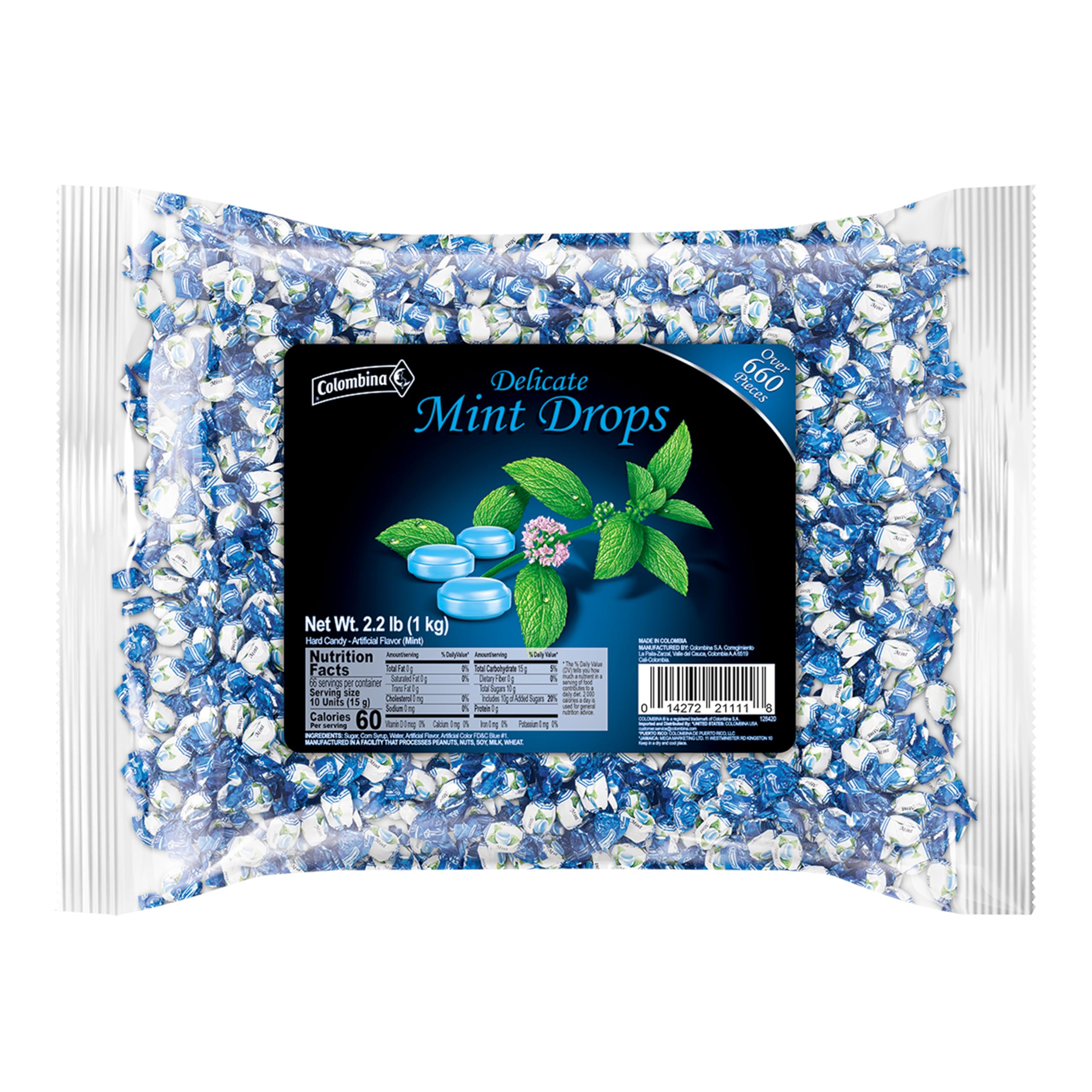 Colombina Delicate Mint Drops, Individually Wrapped Breath Saver Mini Mints, 2.2lbs (Pack of 1)
