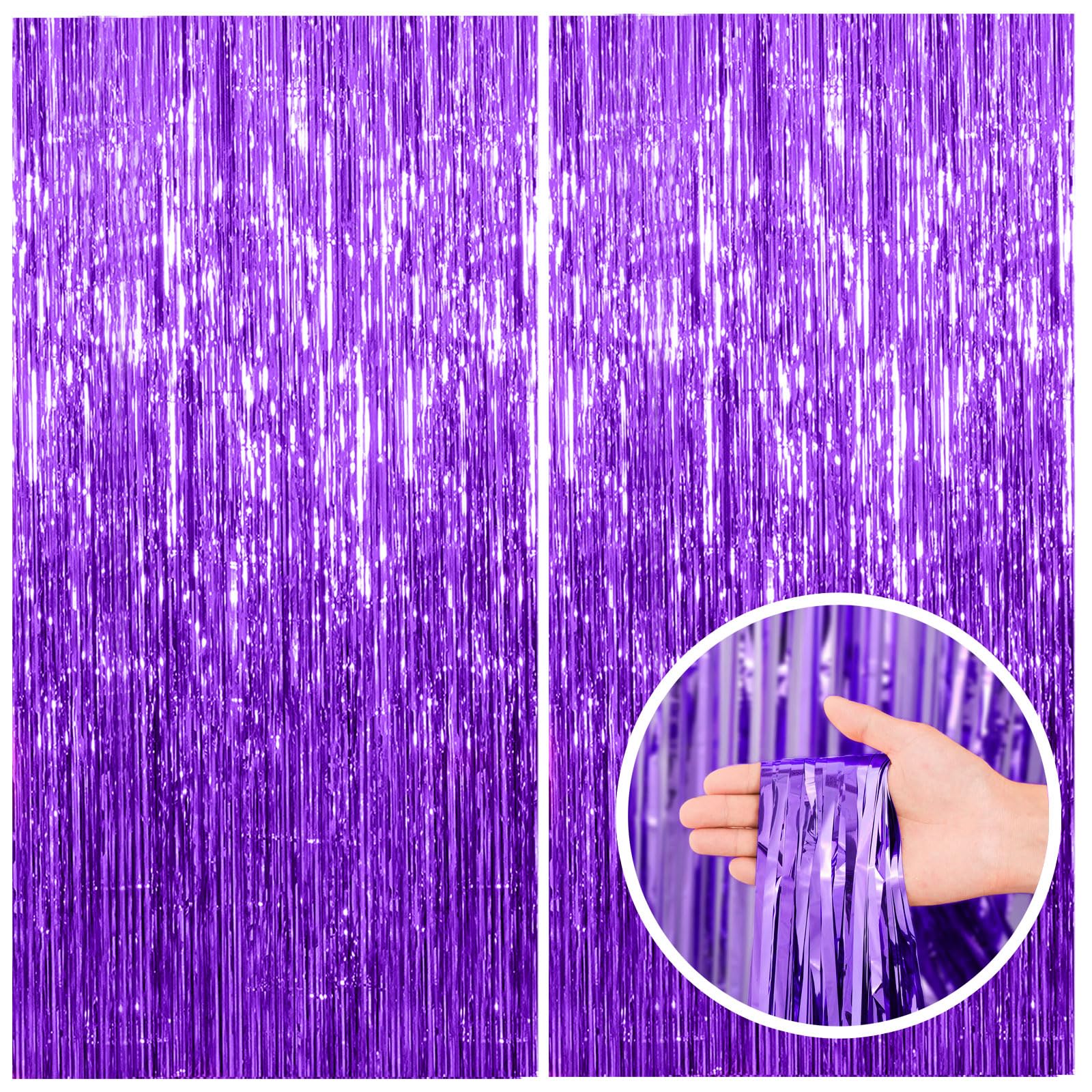 2 Pack Black Party Streamers Backdrop Tinsel Foil Fringe Curtains Halloween Party Decorations Birthday Wednesday Twilight Party Decorations Graduation Wizard Party Supplies