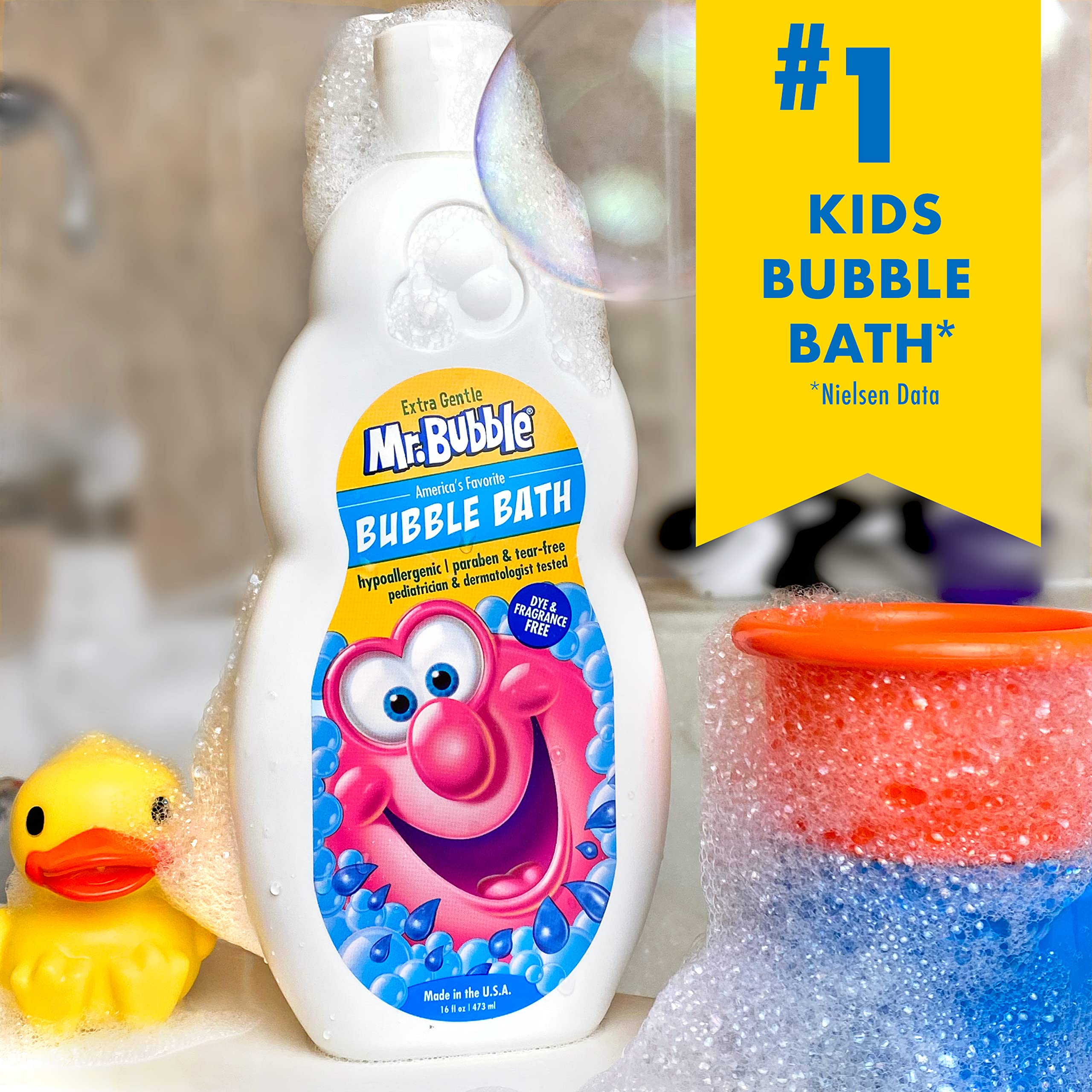 Mr. Bubble Extra Gentle Bubble Bath - Hypoallergenic, Tear Free Bubble Bath Solution Perfect for Sensitive Skin (Pack of 2 Bottles, 16 fl oz Each)