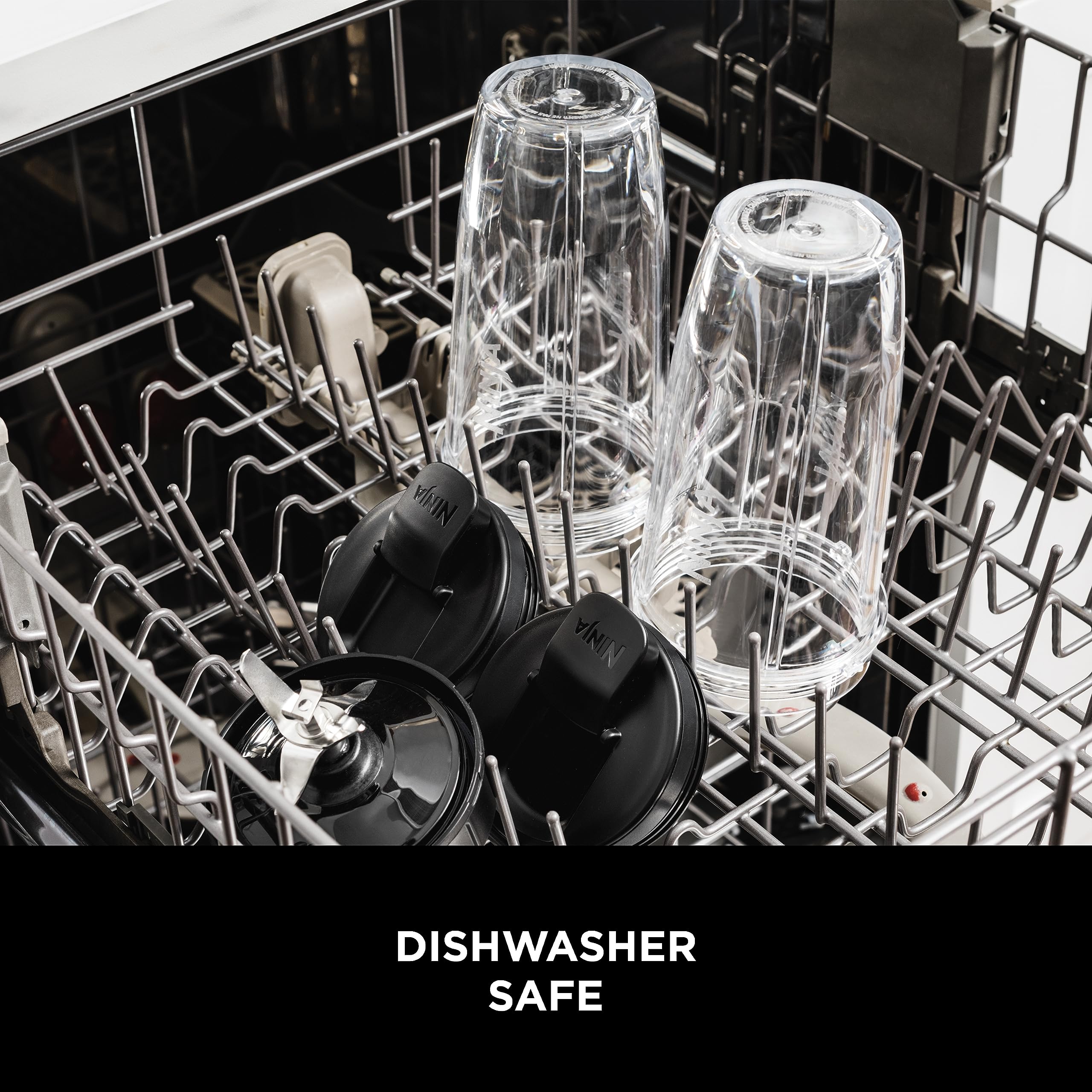 Ninja Fit Compact Personal Blender, Portable Blender for-Smoothies, Shakes, Food Prep, and Frozen Blending, 700-Watt Base, (2) 16-oz. Cups and Spout Lids, Black QB3001SS