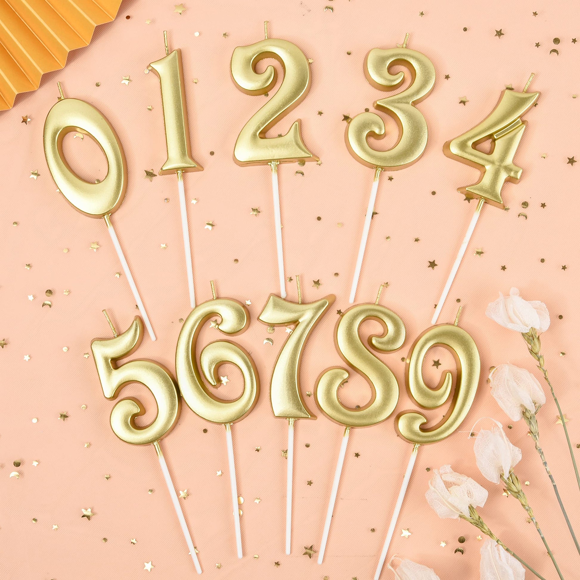 PHD CAKE 2.76 Inch Elegant Gold 1 Number Birthday Candles, Gold Number Candles, Cake Number Candles, Party Celebration