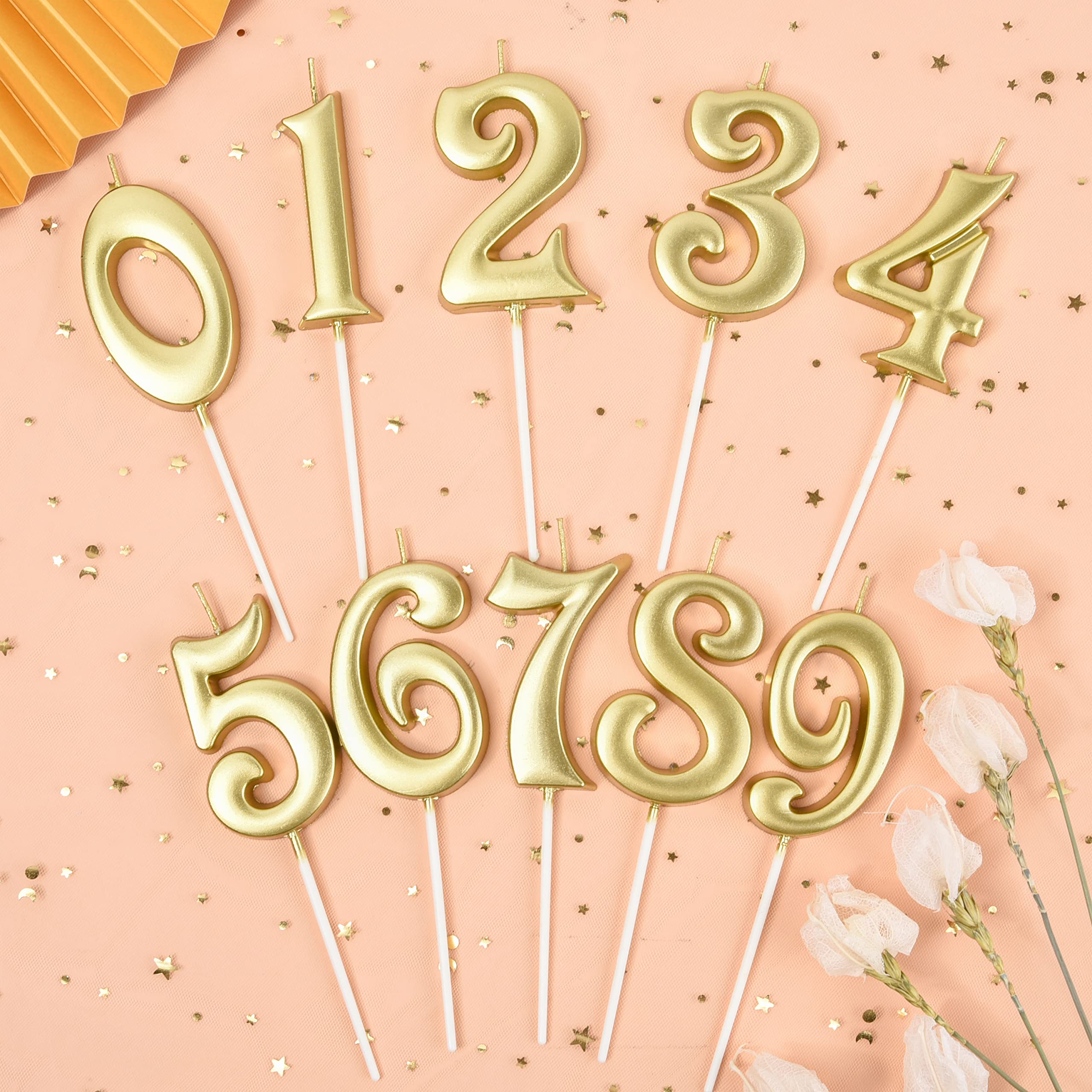 PHD CAKE 2.76 Inch Elegant Gold 1 Number Birthday Candles, Gold Number Candles, Cake Number Candles, Party Celebration