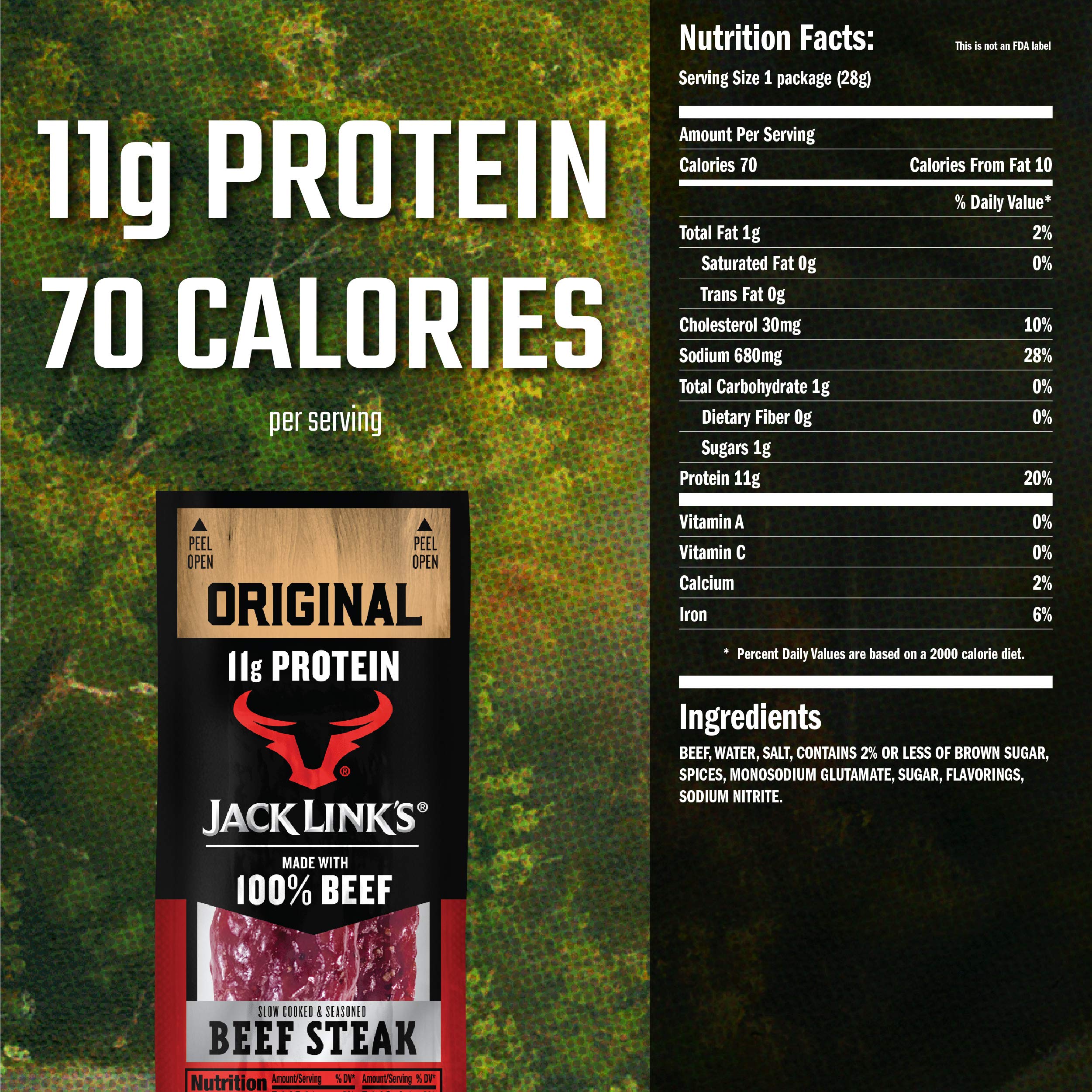 Jack Links Premium Cuts Beef Steak, Original, Strips -Great Protein Snack with 11g of Protein and 1g of Carbs Per Serving, Perfect Hunting Trip Snacks, Made with 100% Beef, 1 Ounce (Pack of 12)