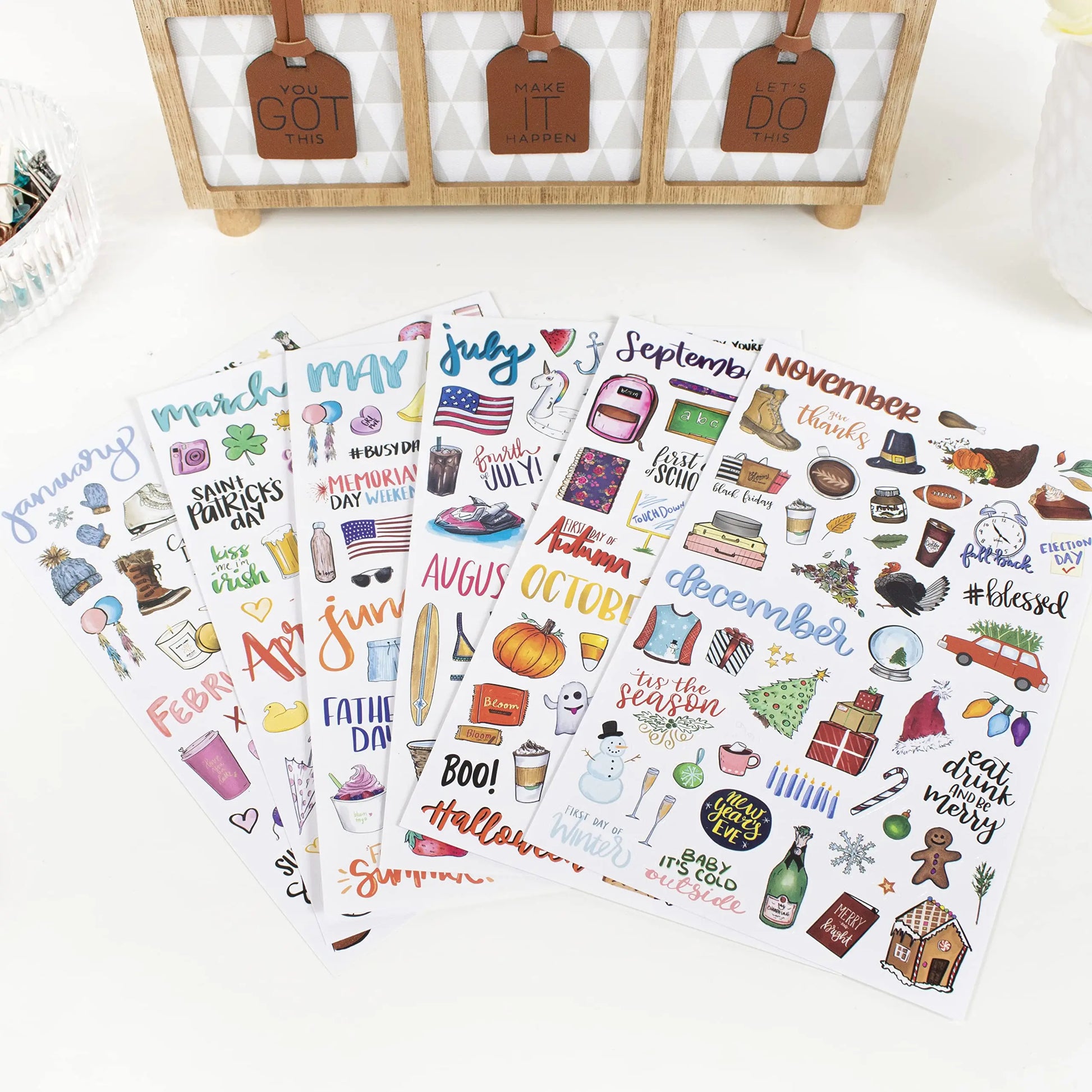 bloom daily planners Holiday Seasonal Planner Sticker Sheets - Vintage Seasonal Sticker Pack - Over 310 Stickers Per Pack!