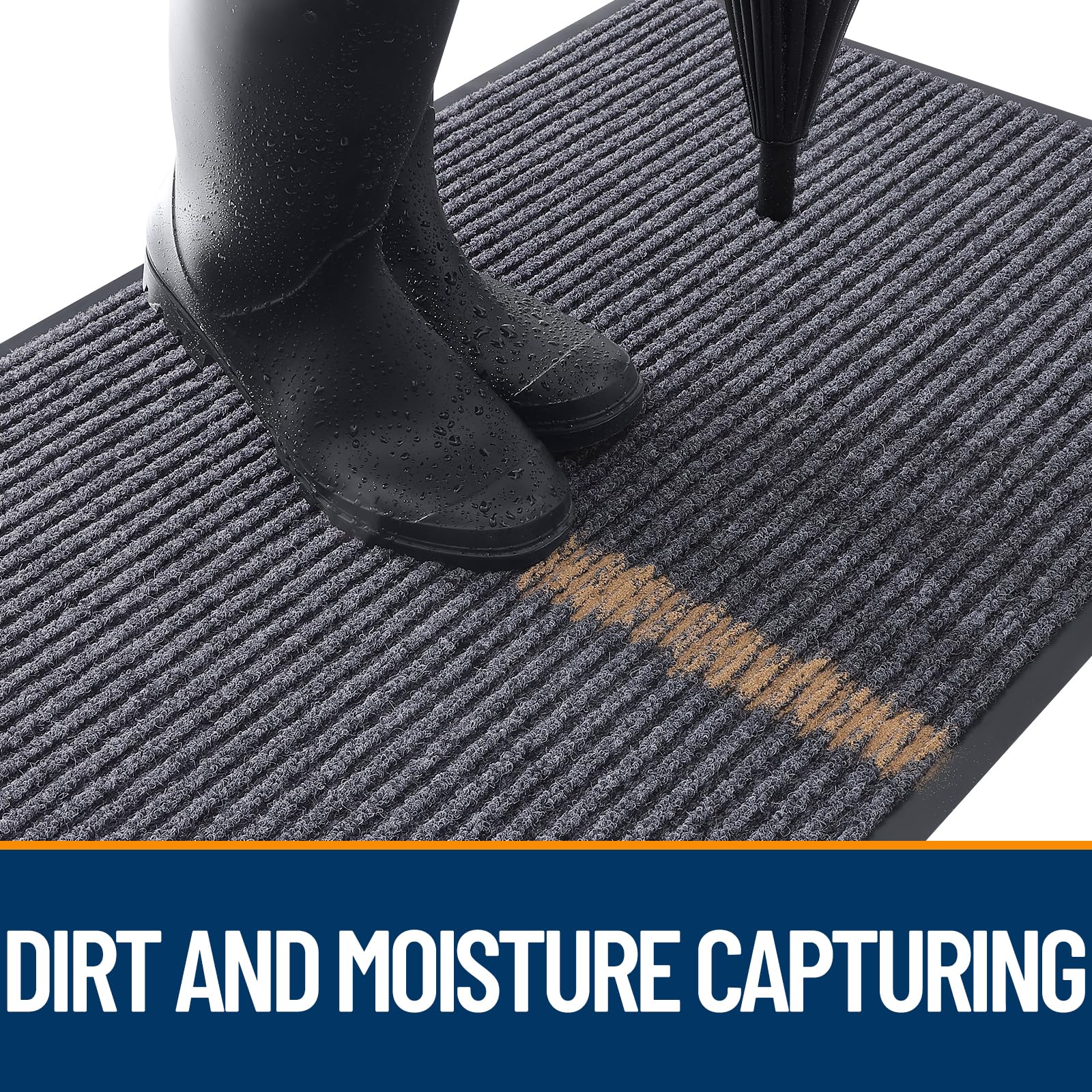 OLANLY Front Door Mat Indoor Outdoor Entrance, Waterproof Heavy Duty Doormat, Fade Resistant, Low Profile, Easy Clean Patio Porch Welcome Floor Mats for Entry, 29.5x17, Grey