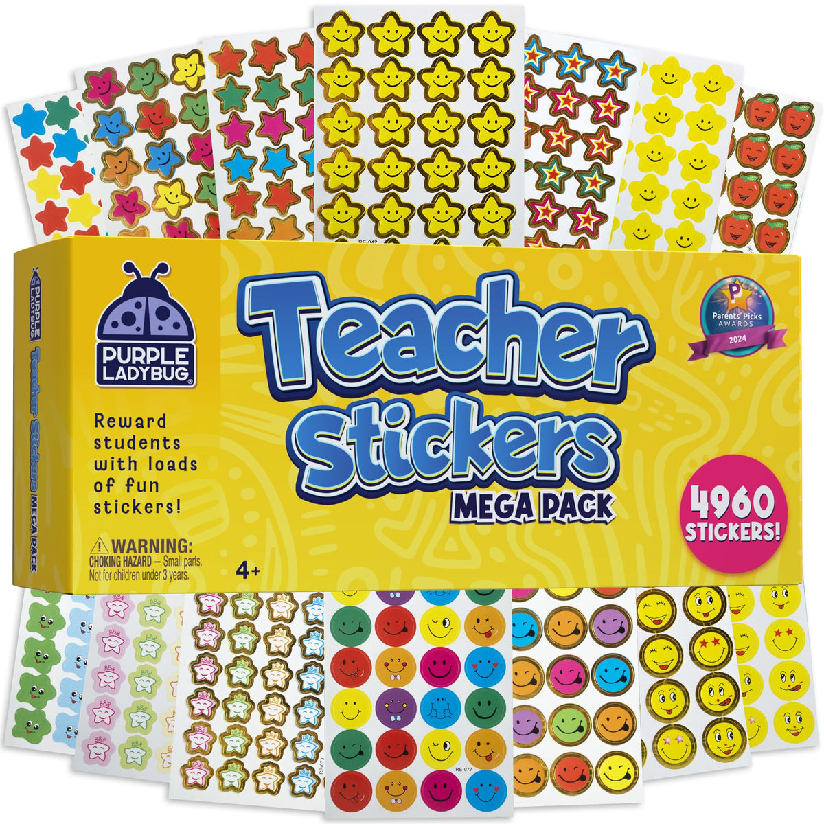 Purple Ladybug Lehrer-Aufkleber für Schüler - 4960 Belohnungsaufkleber für Klassenzimmerbedarf, Lehrer-Must-Haves & Schulaufkleber, kleine Aufkleber für Belohnungstabellen, Schulanfangsgeschenk, Sommeraktivität