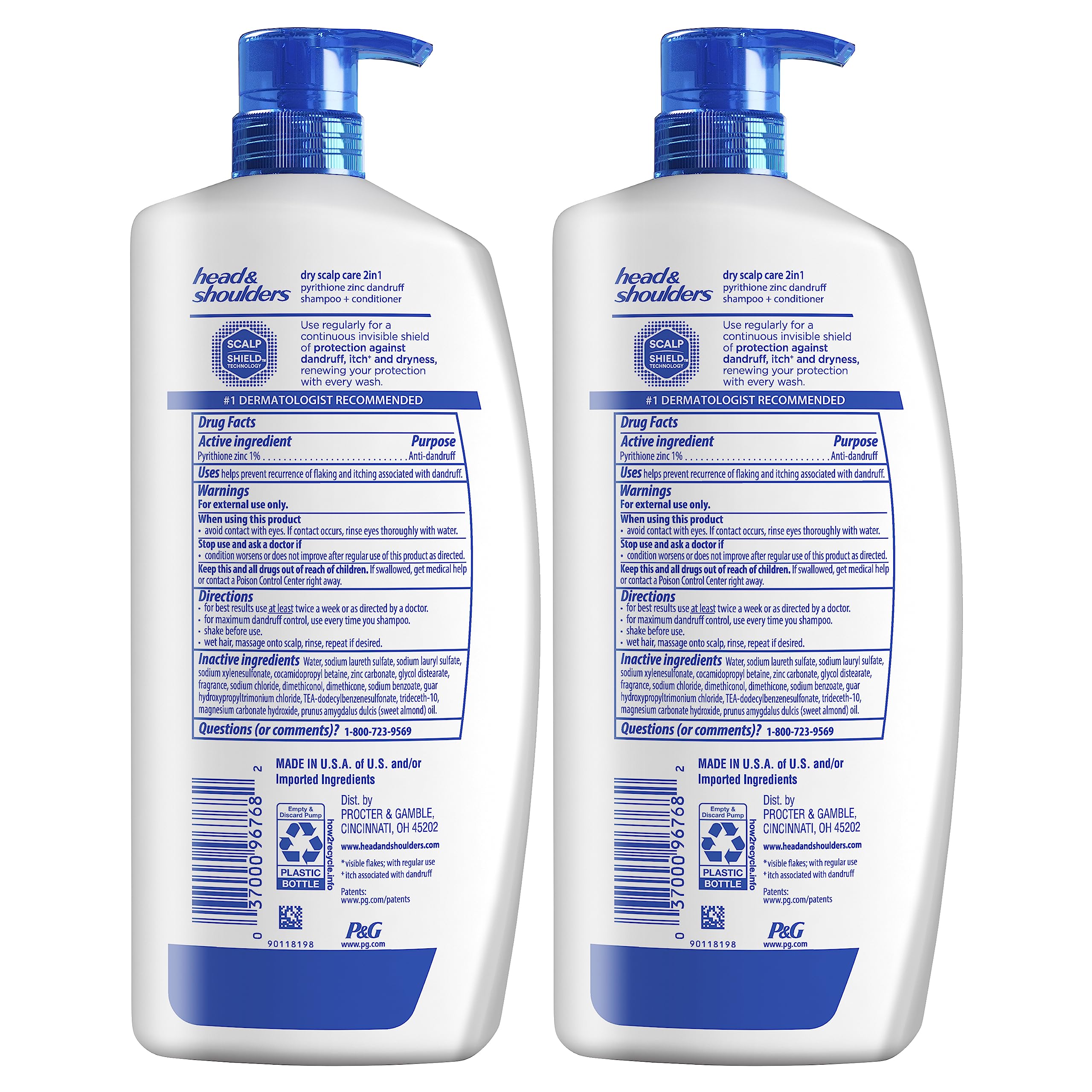 Head & Shoulders 2-in-1 Dandruff Shampoo and Conditioner Set, Advanced Dry Scalp Care, Anti Dandruff Treatment, Nourishing Almond Oil, Itch & Dryness Relief, Scalp Shield, 32.1 Fl Oz Each, 2 Pack