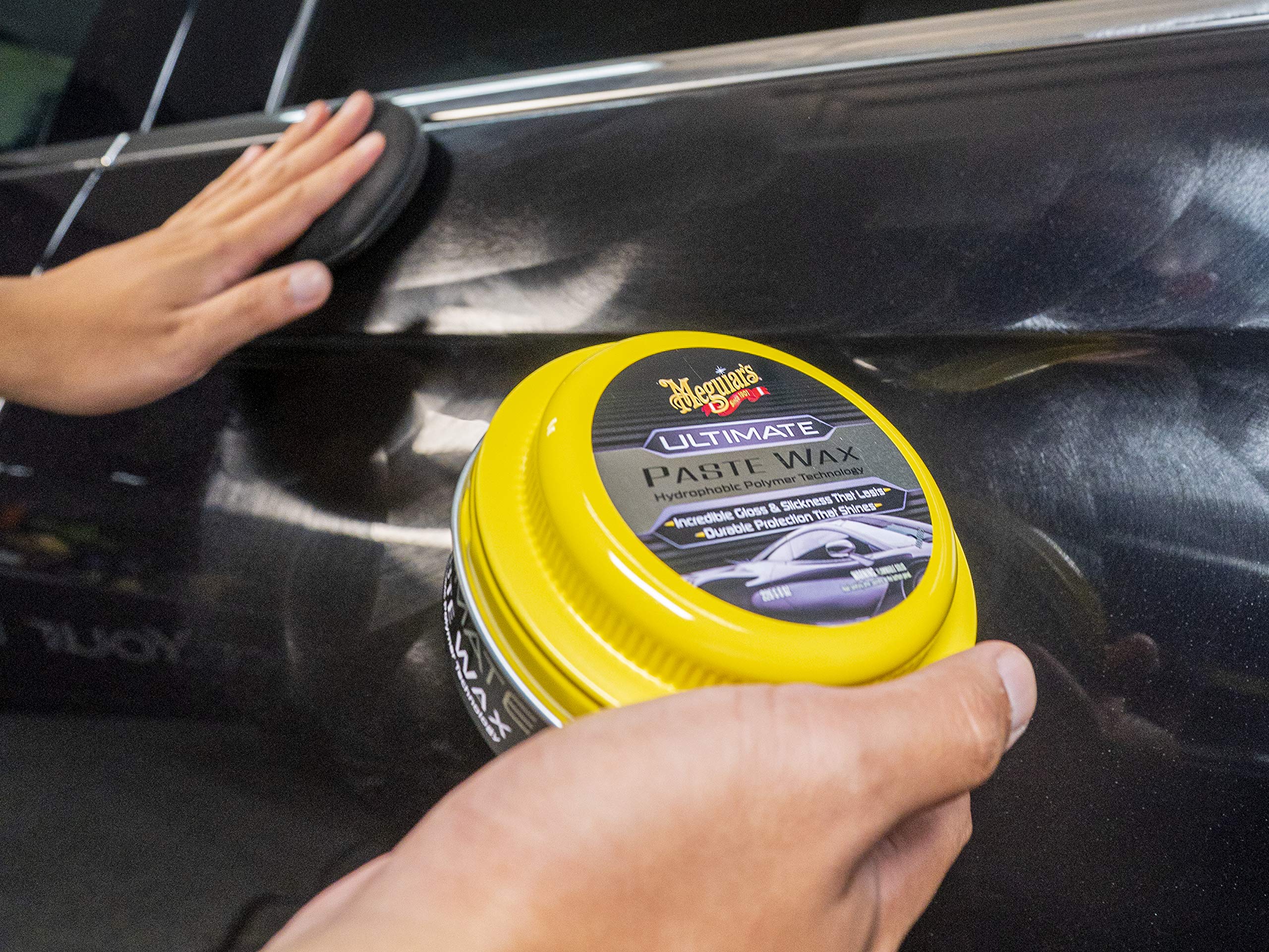 Meguiar's Ultimate Paste Wax - Premium Car Wax for a Deep, Reflective Shine Gloss with Long-Lasting Protection - Easy to Apply and Remove, Microfiber Towel and Applicator Included, 8 Oz Paste