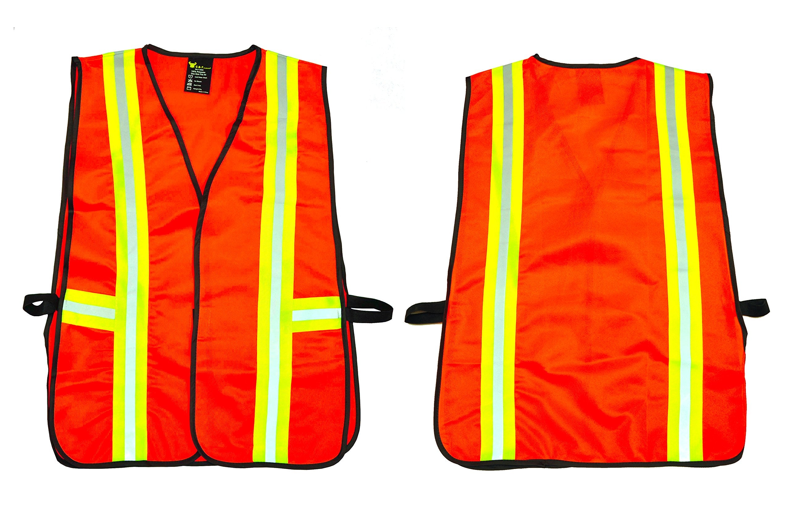 G & F Products 41112 Safety Vest with Reflective Strips, Poly Meets ANSI/ISEA Standards, One Size, Neon Lime Green, Fits All,Yellow