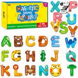 Large Size Magnetic Letters, Cute Animal Alphabet ABC Magnets for Fridge Colorful Uppercase Animals Toys Set Educational Spelling Learning Games for Kids, Toddlers 3 4 5 Years Old