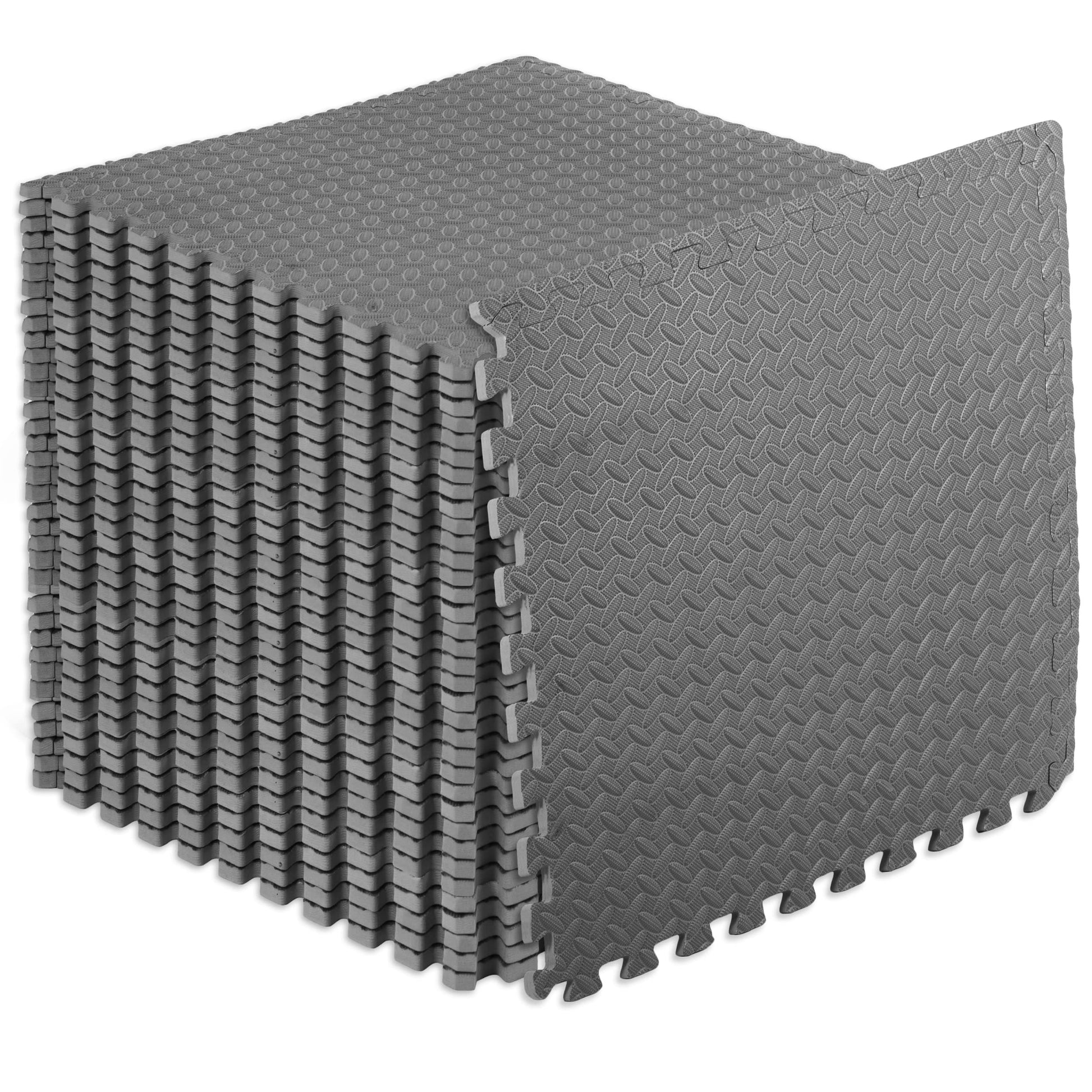 ProsourceFit Puzzle Exercise Mat ½ in, EVA Interlocking Foam Floor Tiles for Home Gym, Mat for Home Workout Equipment, Floor Padding for Kids, Black, 24 in x 24 in x ½ in, 144 Sq Ft - 36 Tiles