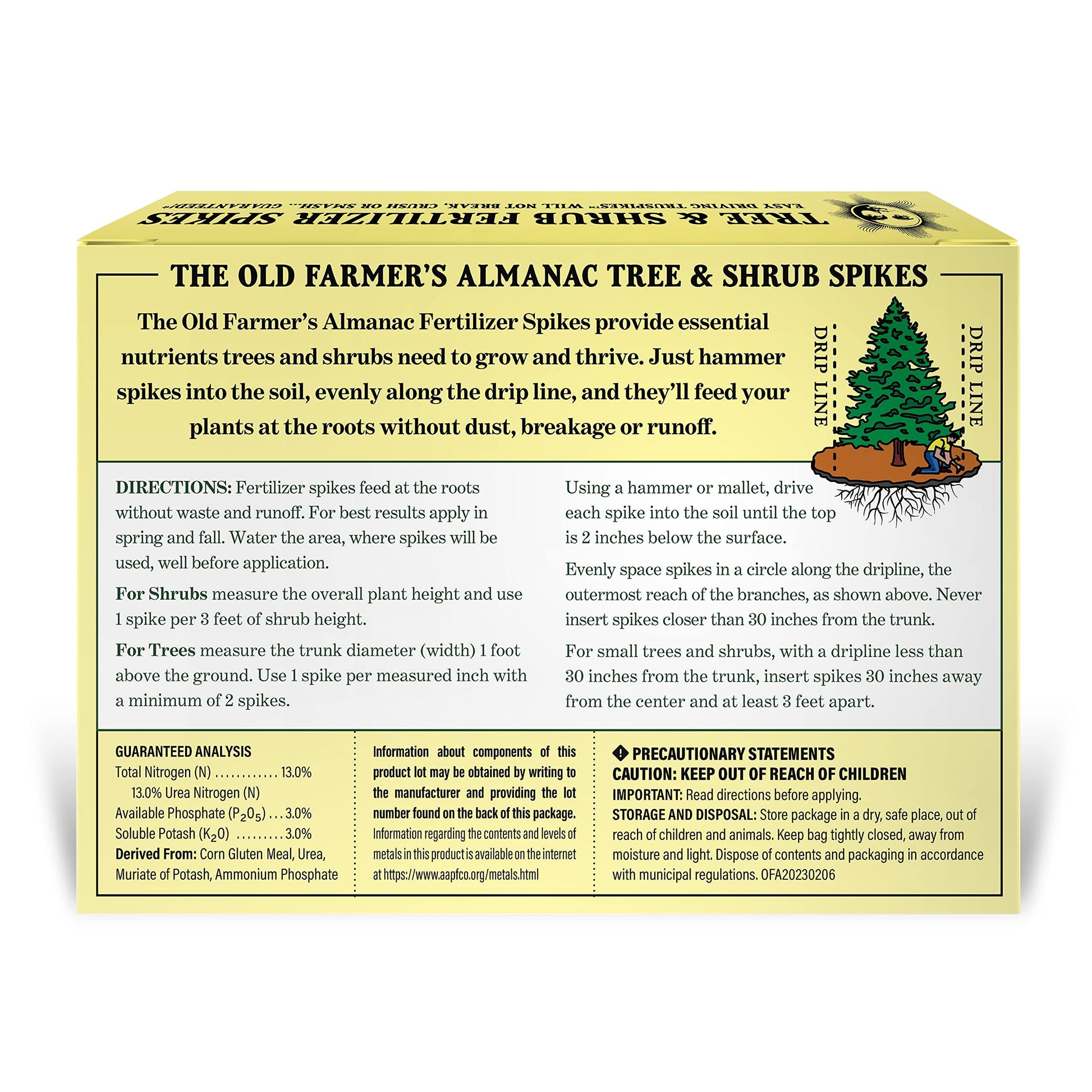 The Old Farmer's Almanac Tree & Shrub Fertilizer Spikes (Box of 6 Spikes - 1.5 Lbs)